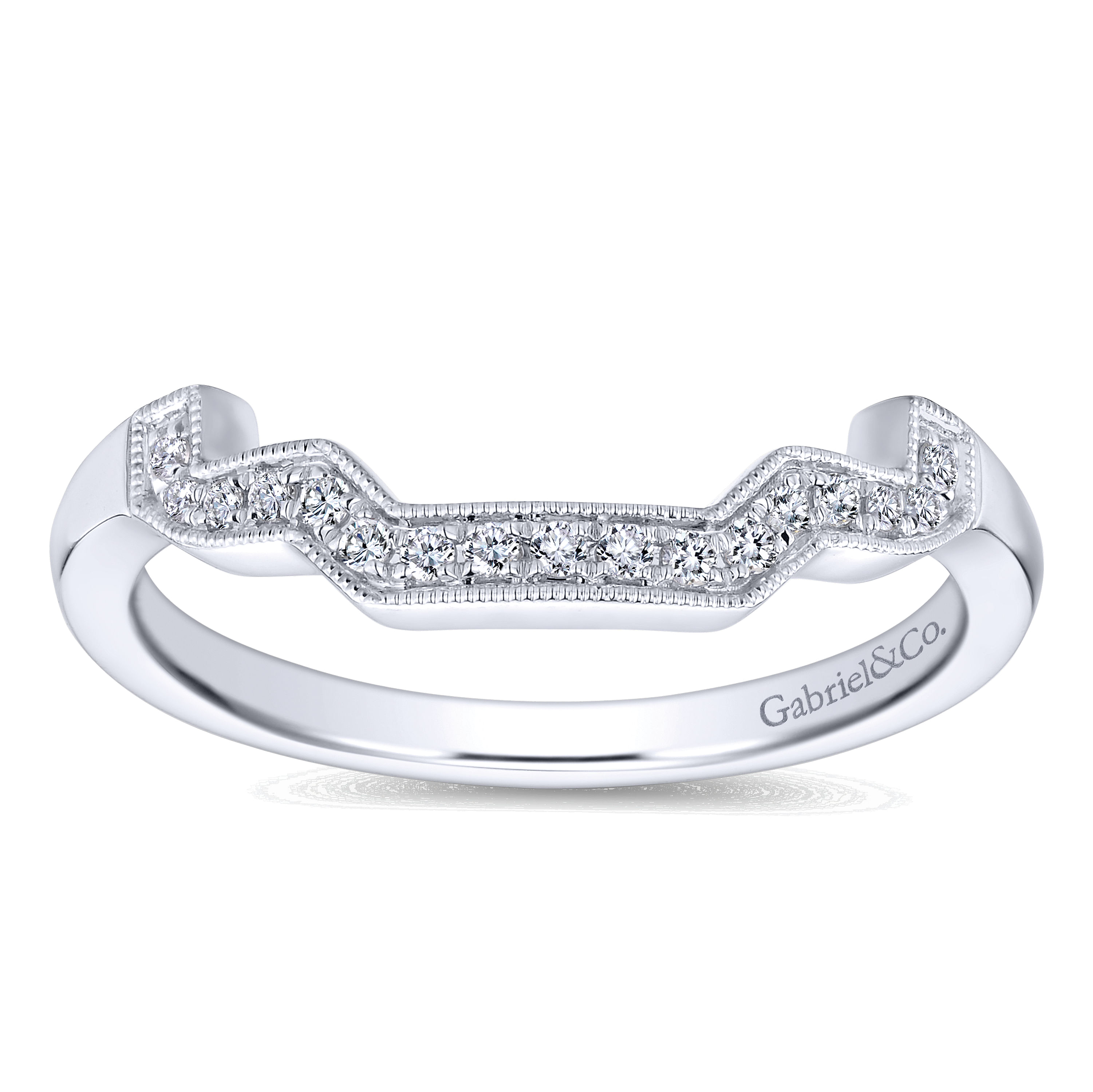 14k White Gold Diamond Curved Wedding Band angle 5 14k White Gold Diamond Curved Wedding Band angle 5