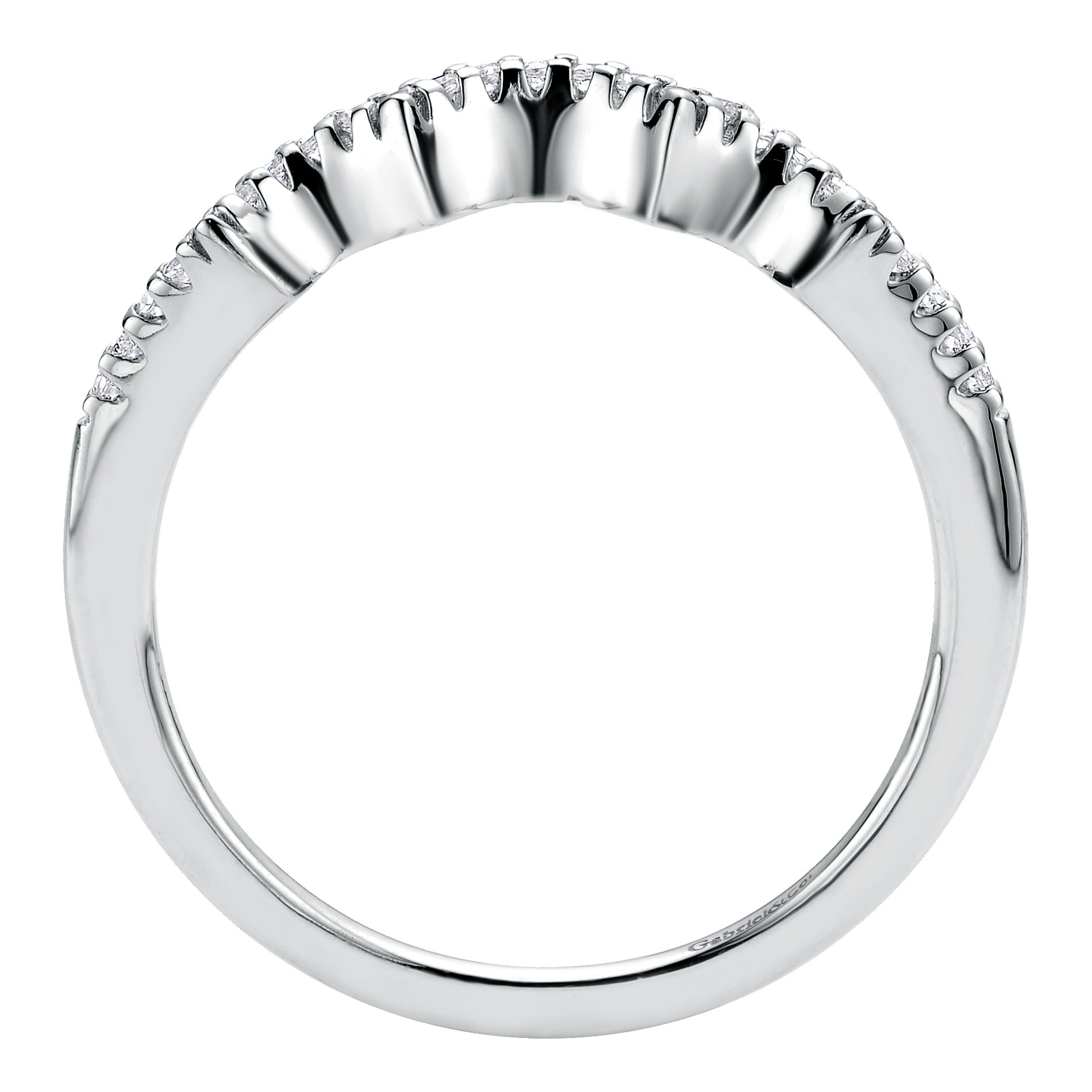 14k White Gold Diamond Curved Wedding Band angle 2 14k White Gold Diamond Curved Wedding Band angle 2