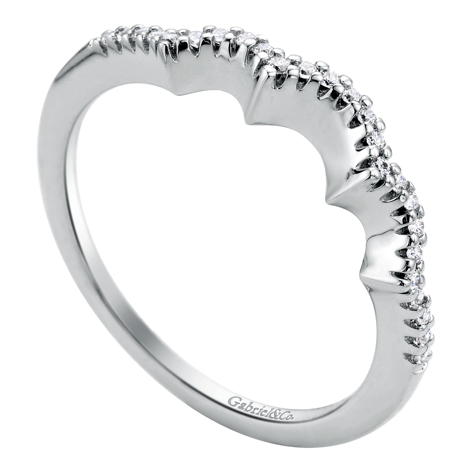 14k White Gold Diamond Curved Wedding Band angle 3 14k White Gold Diamond Curved Wedding Band angle 3