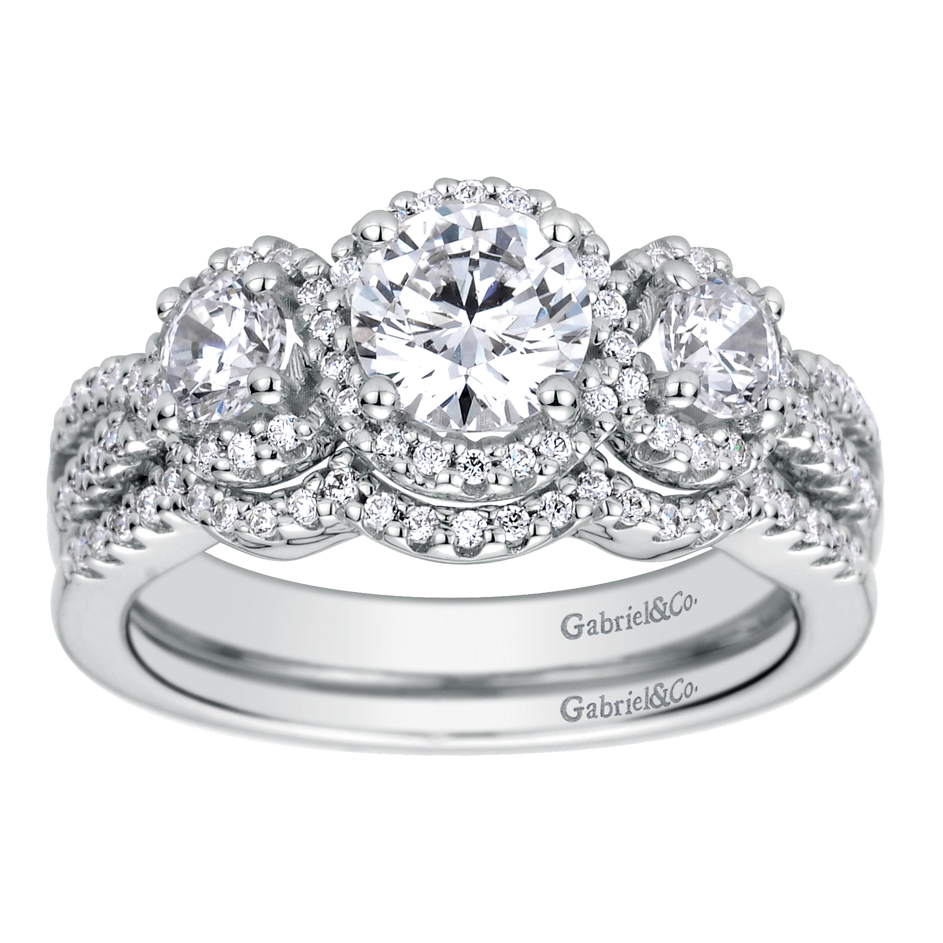 14k White Gold Diamond Curved Wedding Band angle 4 14k White Gold Diamond Curved Wedding Band angle 4