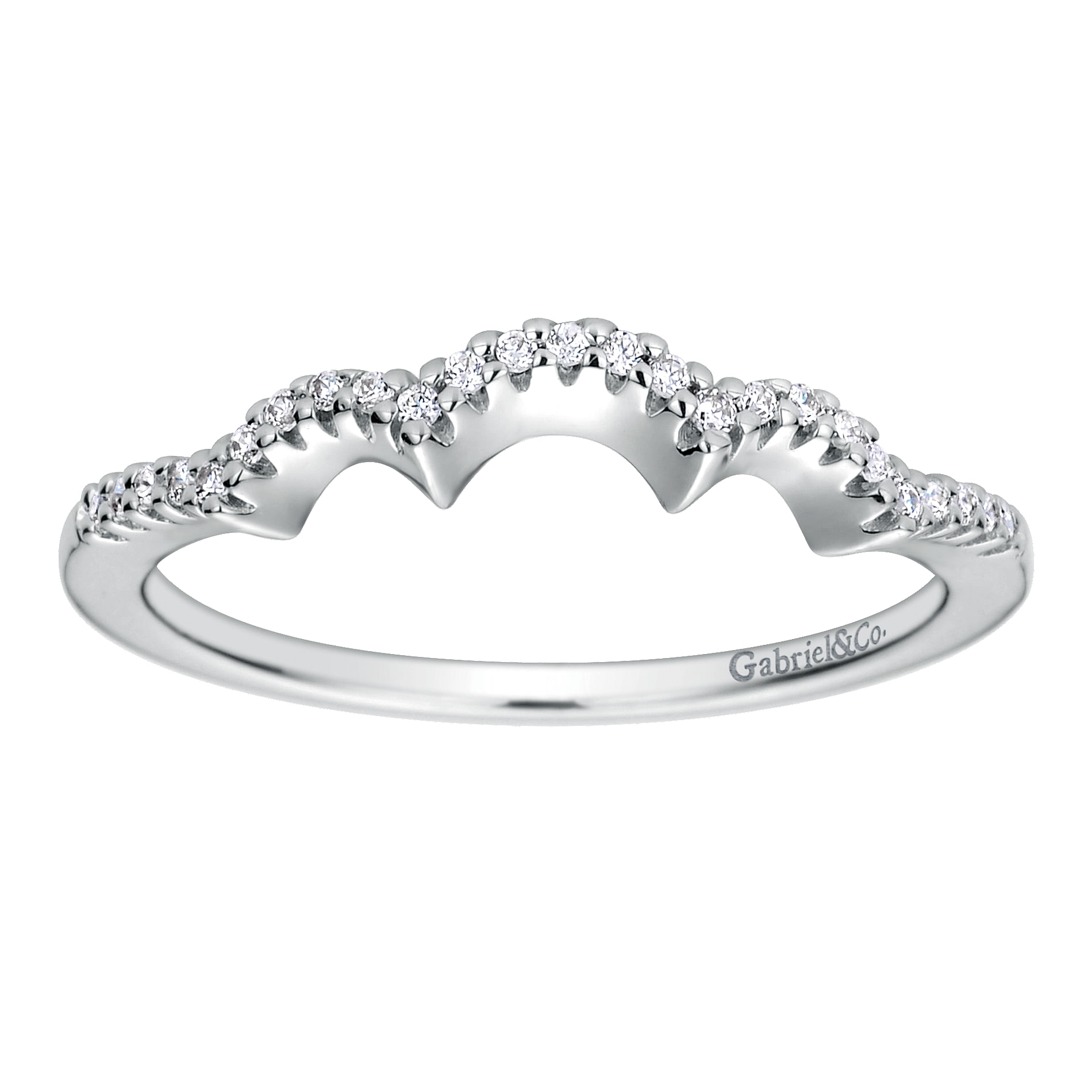 14k White Gold Diamond Curved Wedding Band angle 5 14k White Gold Diamond Curved Wedding Band angle 5