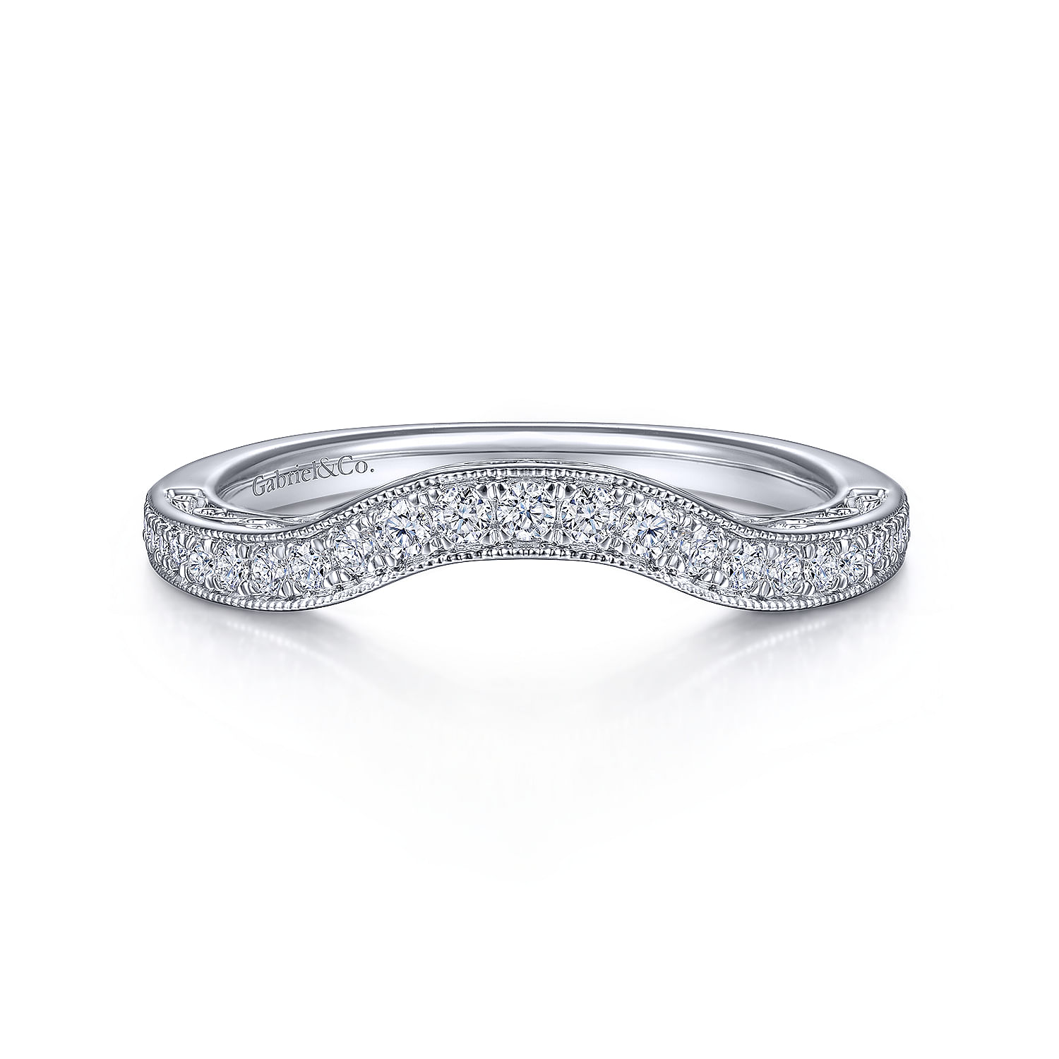 14k White Gold Diamond Curved 14k White Gold Diamond Curved