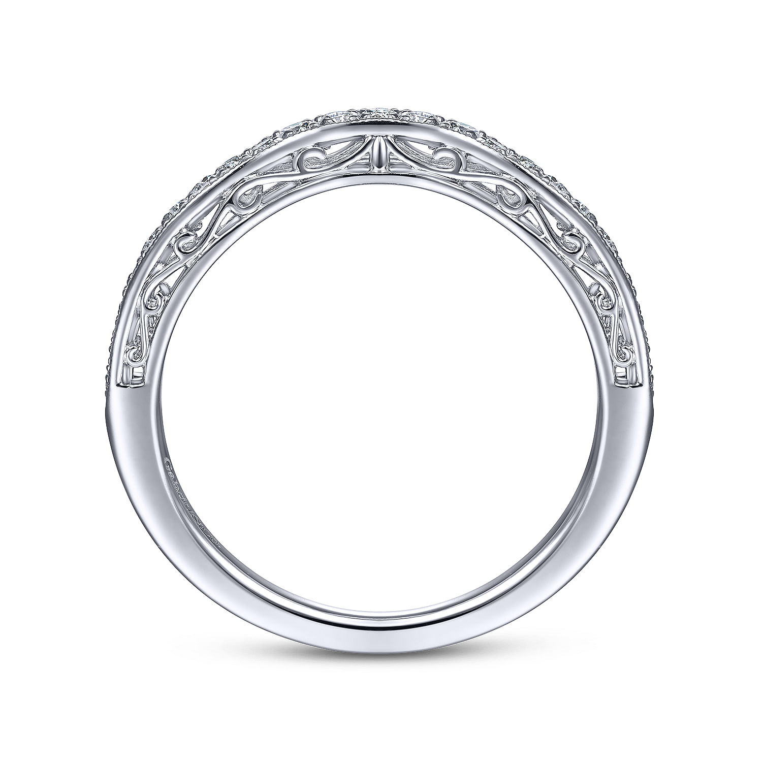14k White Gold Diamond Curved Wedding Band angle 2 14k White Gold Diamond Curved Wedding Band angle 2