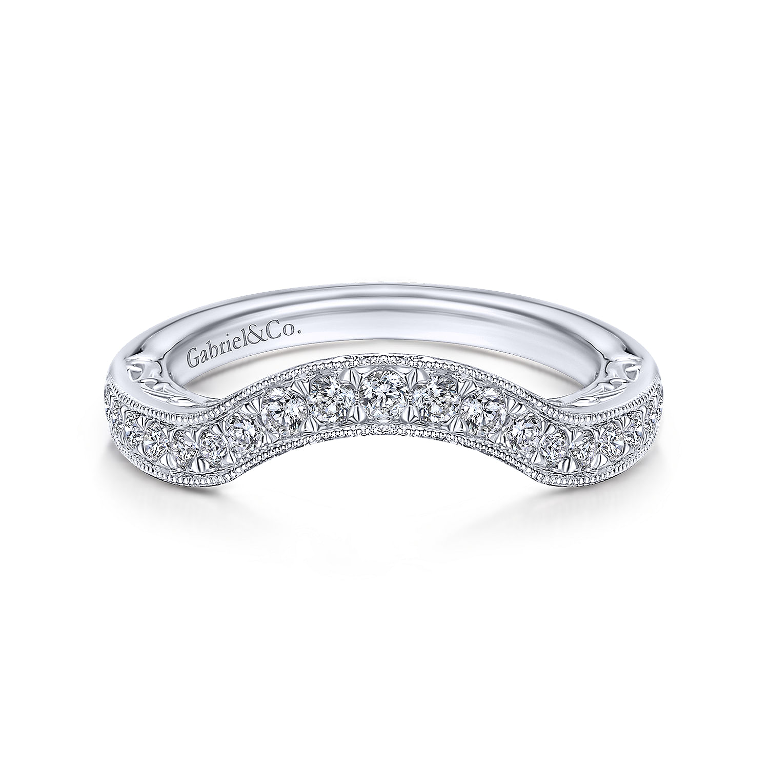 14k White Gold Diamond Curved 14k White Gold Diamond Curved