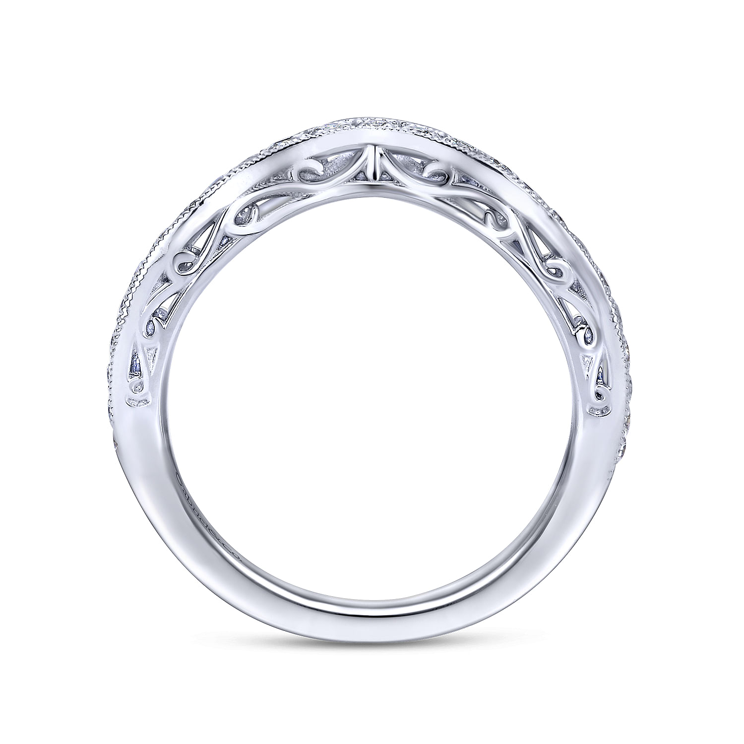 14k White Gold Diamond Curved Wedding Band angle 2 14k White Gold Diamond Curved Wedding Band angle 2