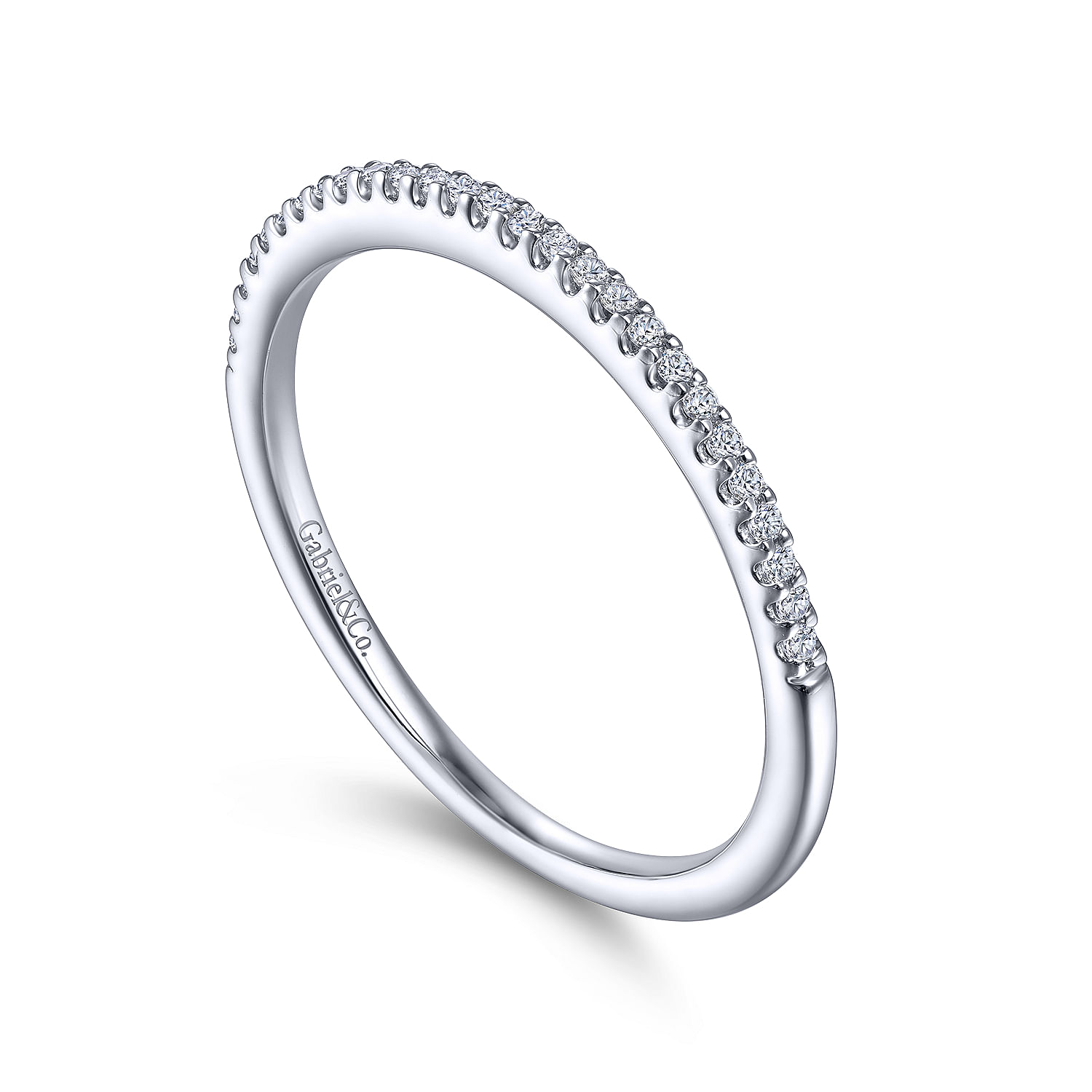 14k White Gold Diamond Curved Wedding Band angle 3 14k White Gold Diamond Curved Wedding Band angle 3