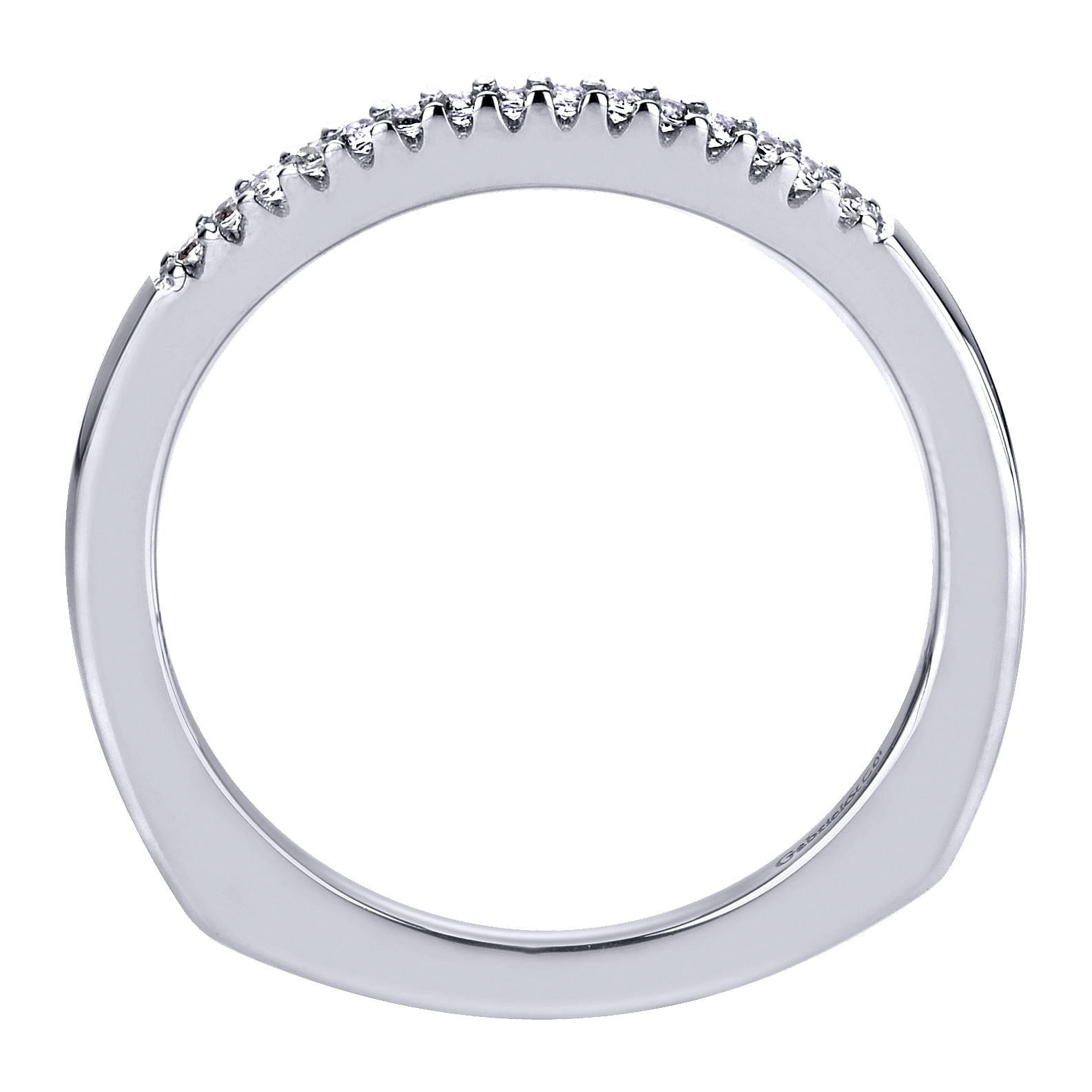 14k White Gold Diamond Curved Wedding Band angle 2 14k White Gold Diamond Curved Wedding Band angle 2