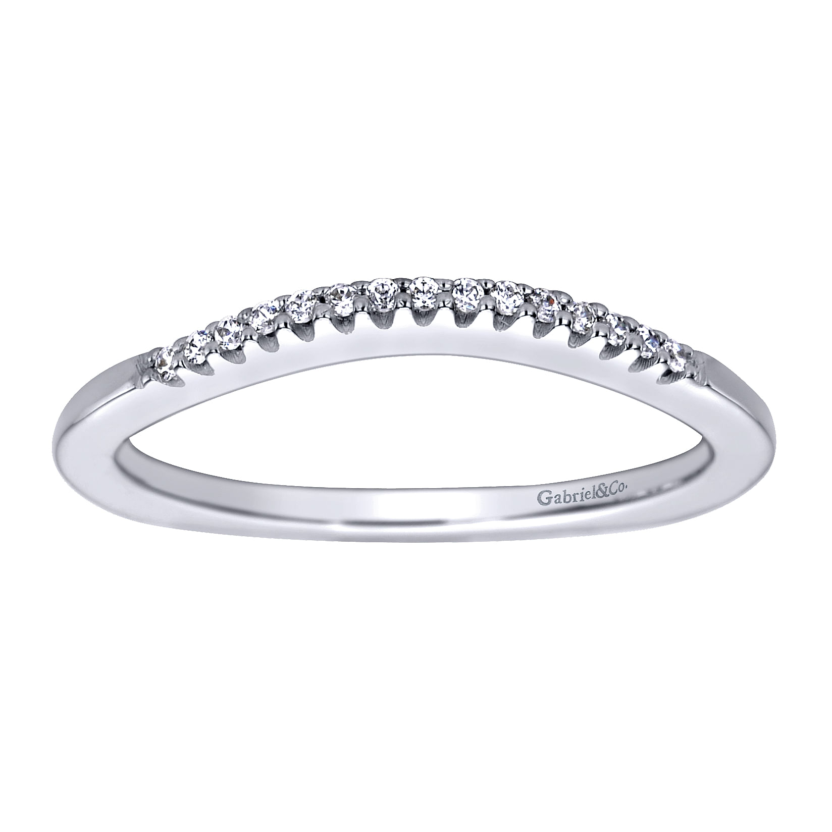 14k White Gold Diamond Curved Wedding Band angle 5 14k White Gold Diamond Curved Wedding Band angle 5