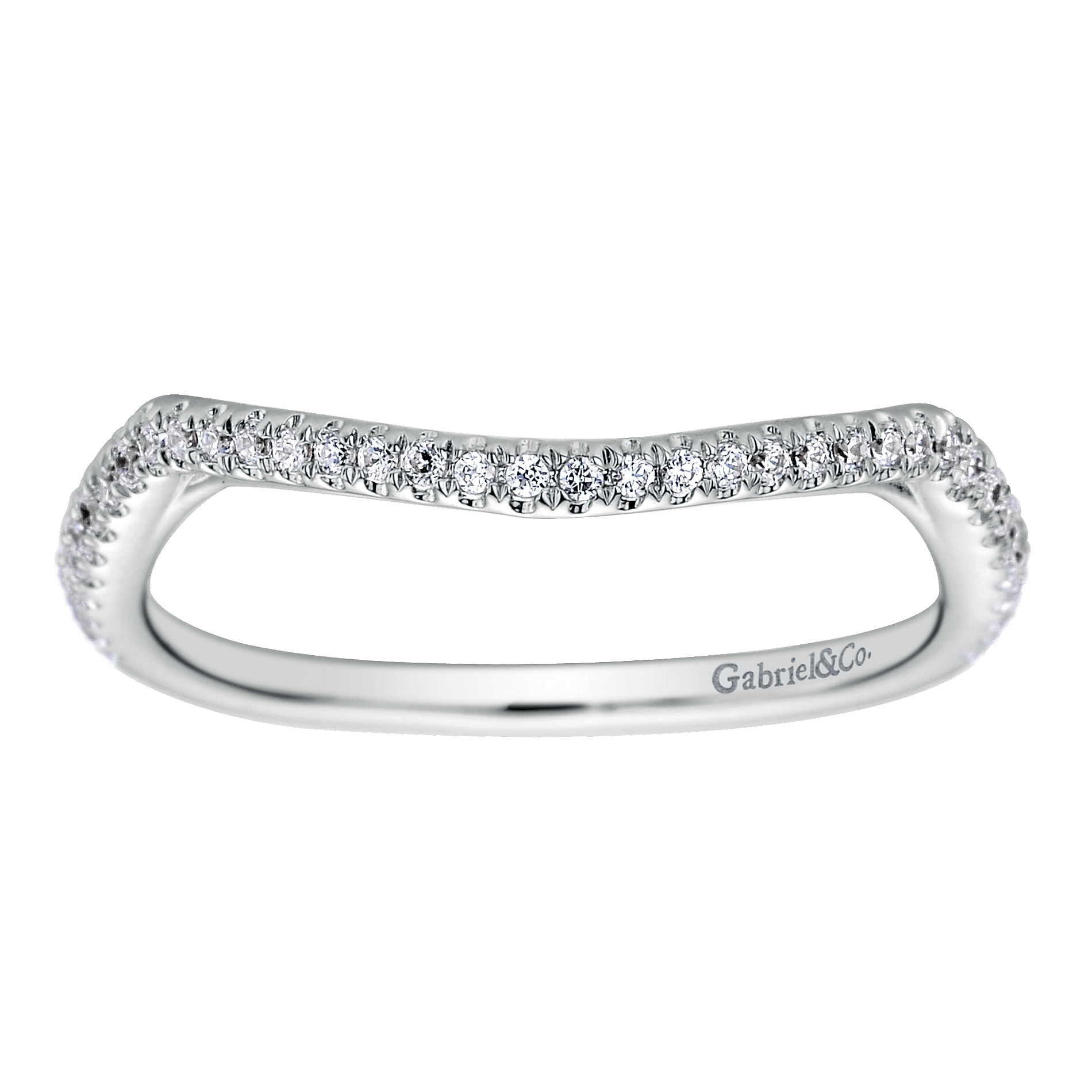 14k White Gold Diamond Curved Wedding Band angle 5 14k White Gold Diamond Curved Wedding Band angle 5