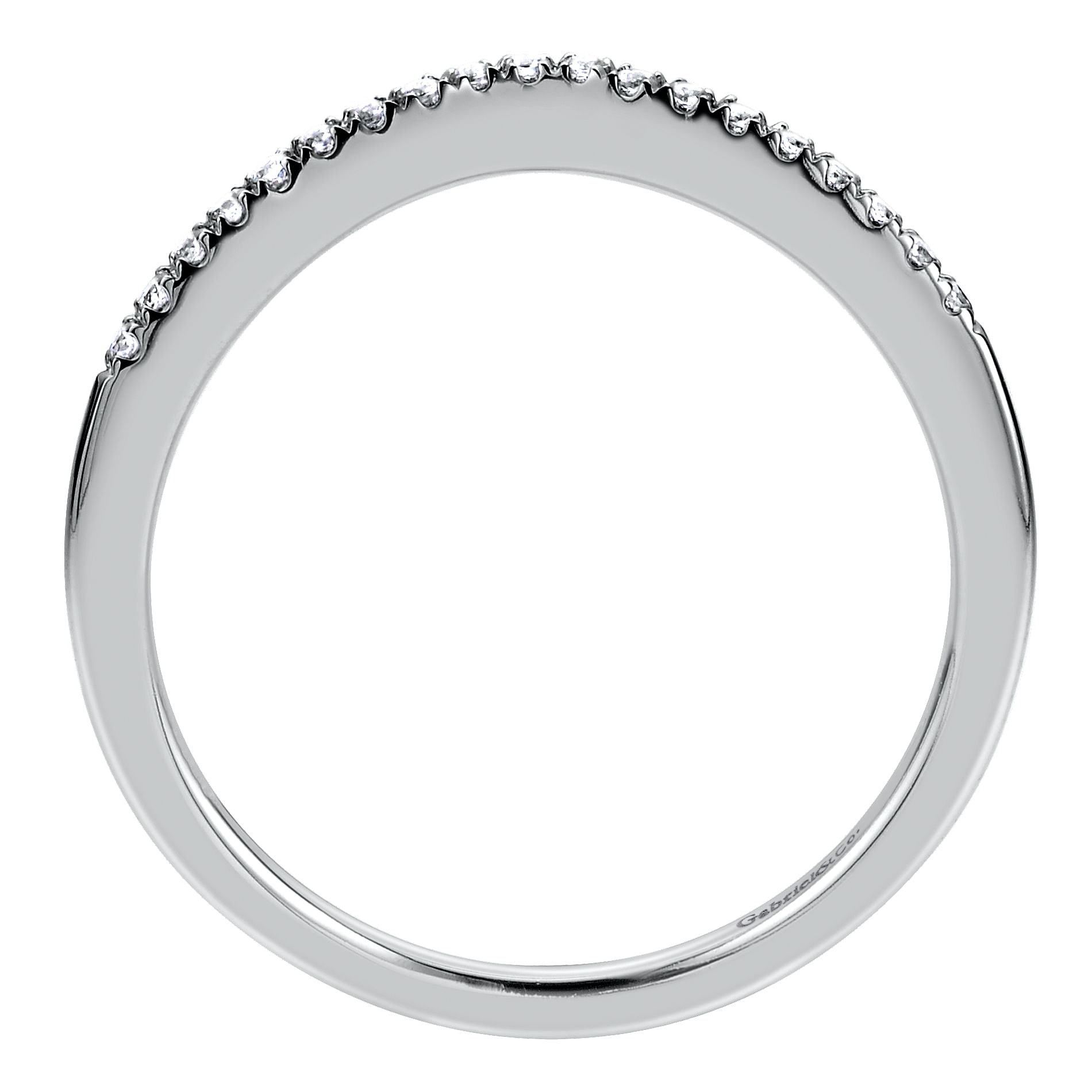 14k White Gold Diamond Curved Wedding Band angle 2 14k White Gold Diamond Curved Wedding Band angle 2