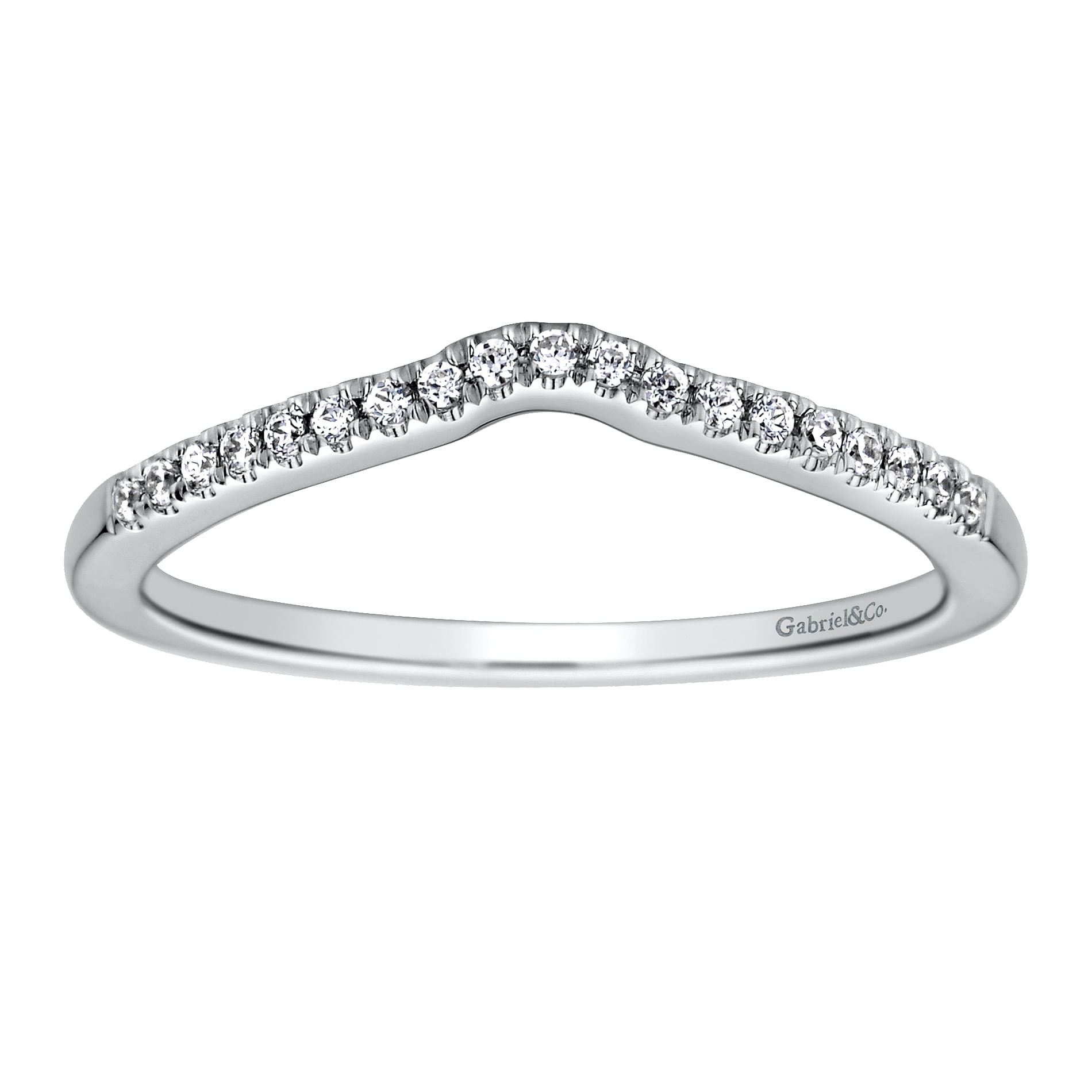 14k White Gold Diamond Curved Wedding Band angle 5 14k White Gold Diamond Curved Wedding Band angle 5