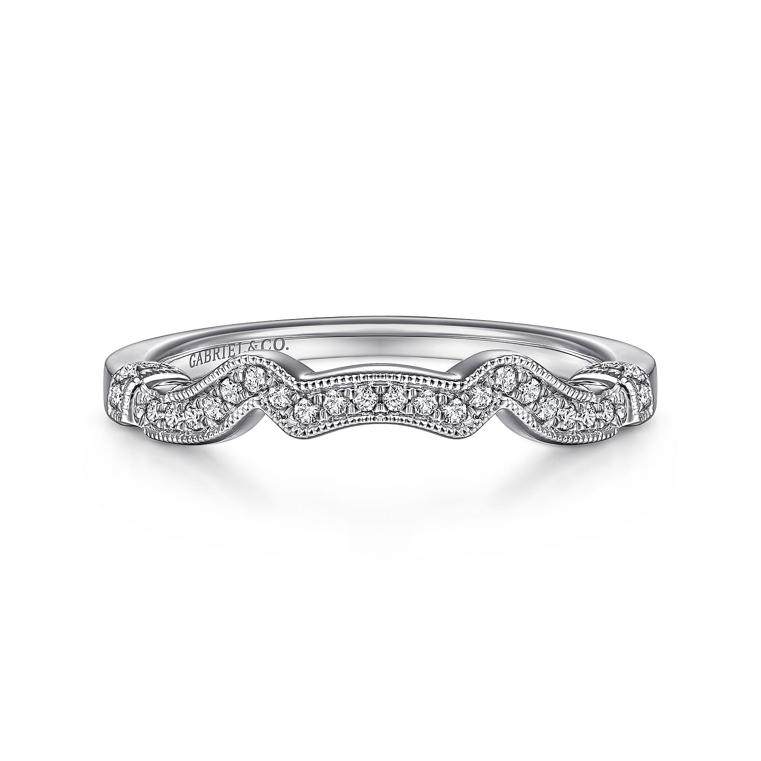 14k White Gold Diamond Curved 14k White Gold Diamond Curved