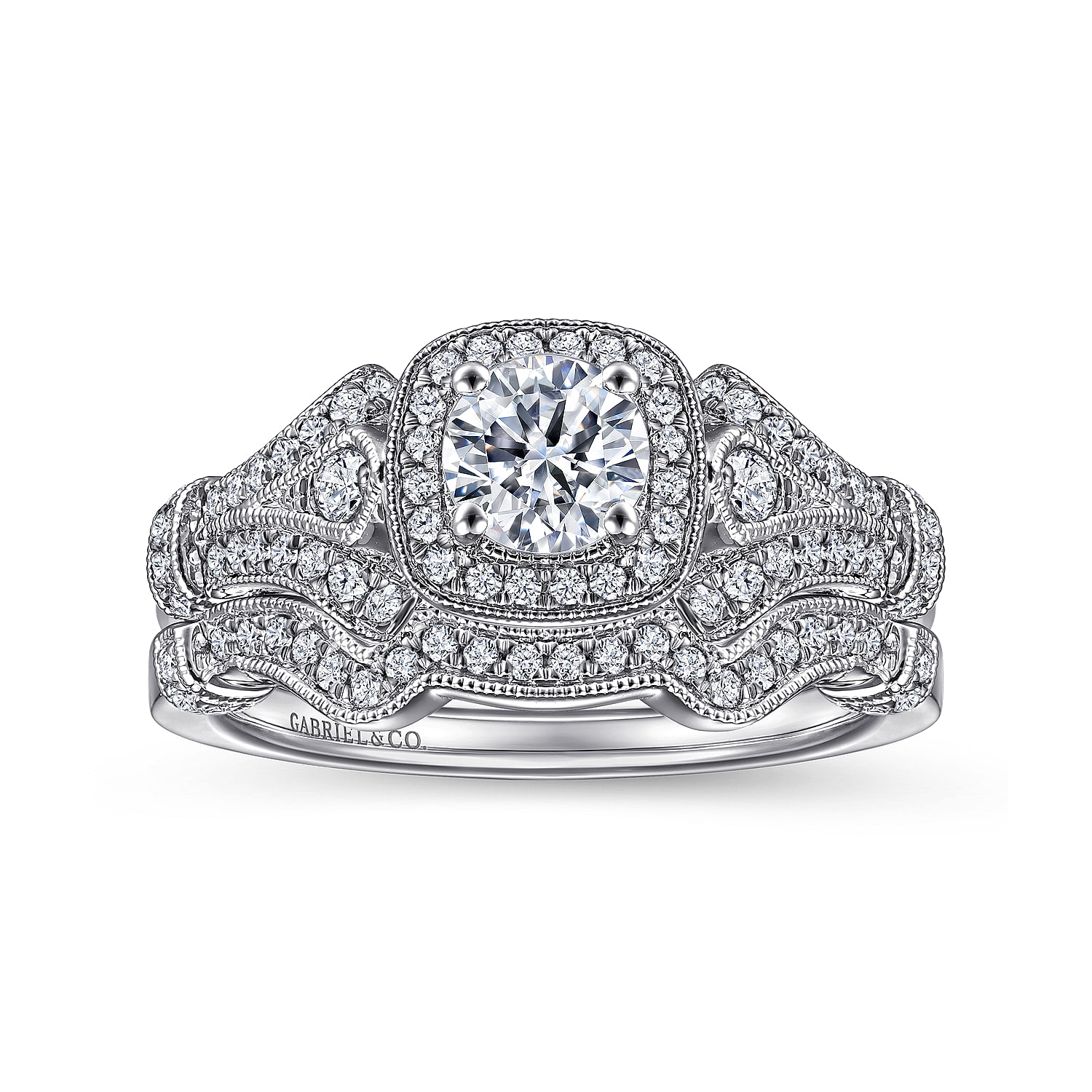 14k White Gold Diamond Curved Wedding Band angle 4 14k White Gold Diamond Curved Wedding Band angle 4