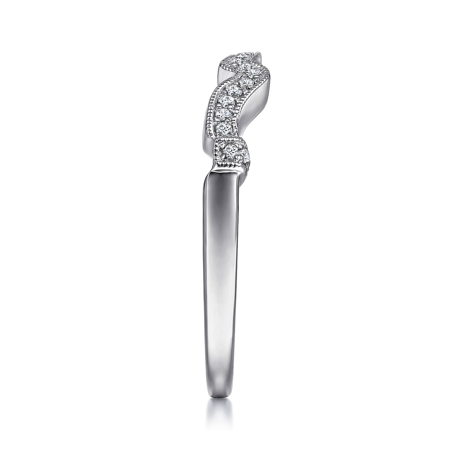 14k White Gold Diamond Curved Wedding Band angle 5 14k White Gold Diamond Curved Wedding Band angle 5