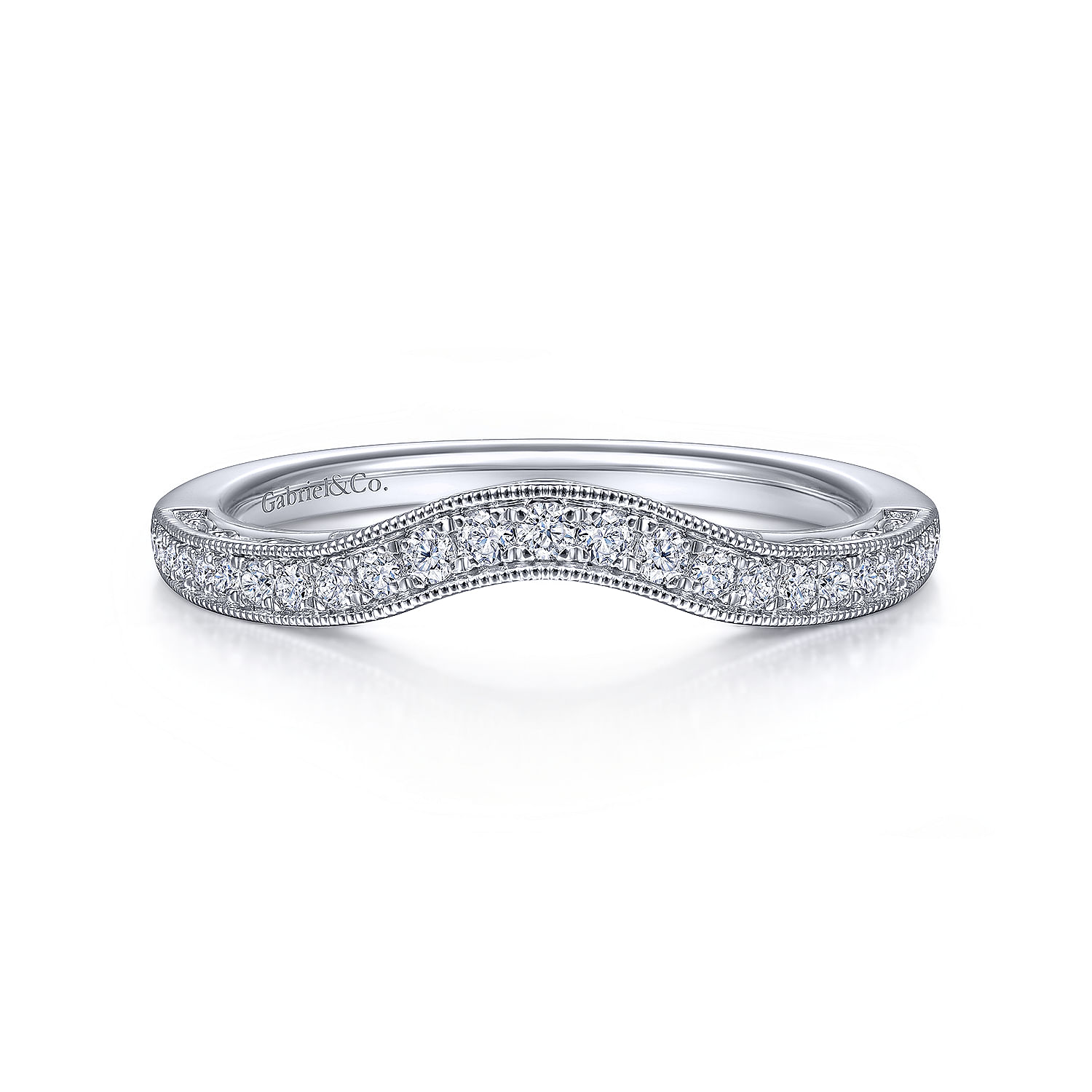 14k White Gold Diamond Curved 14k White Gold Diamond Curved