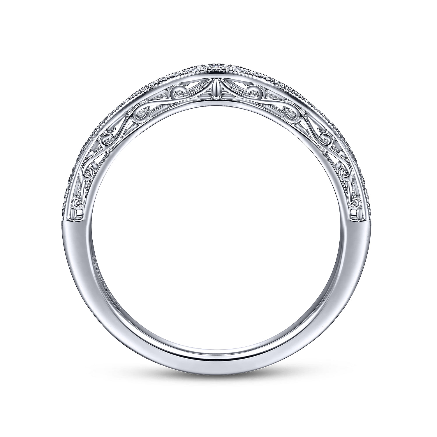 14k White Gold Diamond Curved Wedding Band angle 2 14k White Gold Diamond Curved Wedding Band angle 2