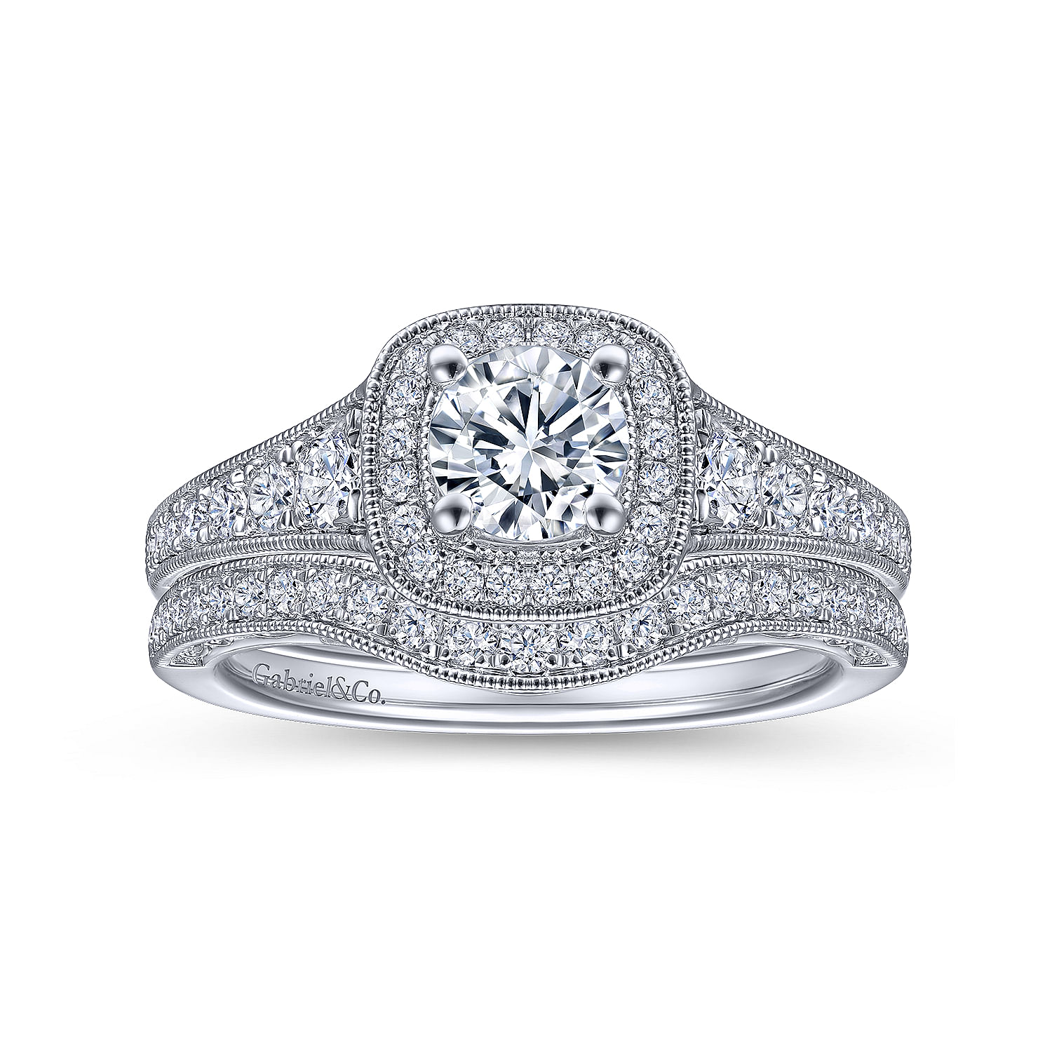 14k White Gold Diamond Curved Wedding Band angle 4 14k White Gold Diamond Curved Wedding Band angle 4