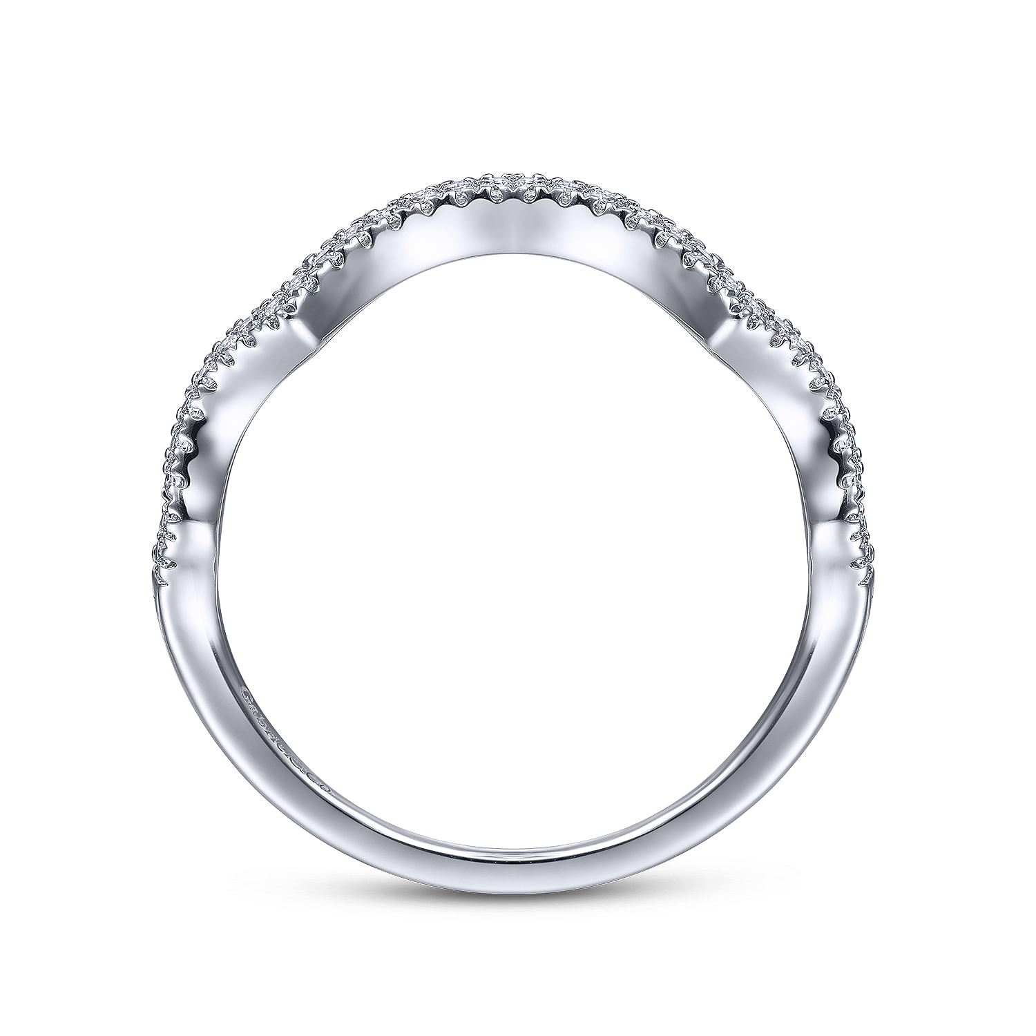 14k White Gold Diamond Curved Wedding Band angle 2 14k White Gold Diamond Curved Wedding Band angle 2