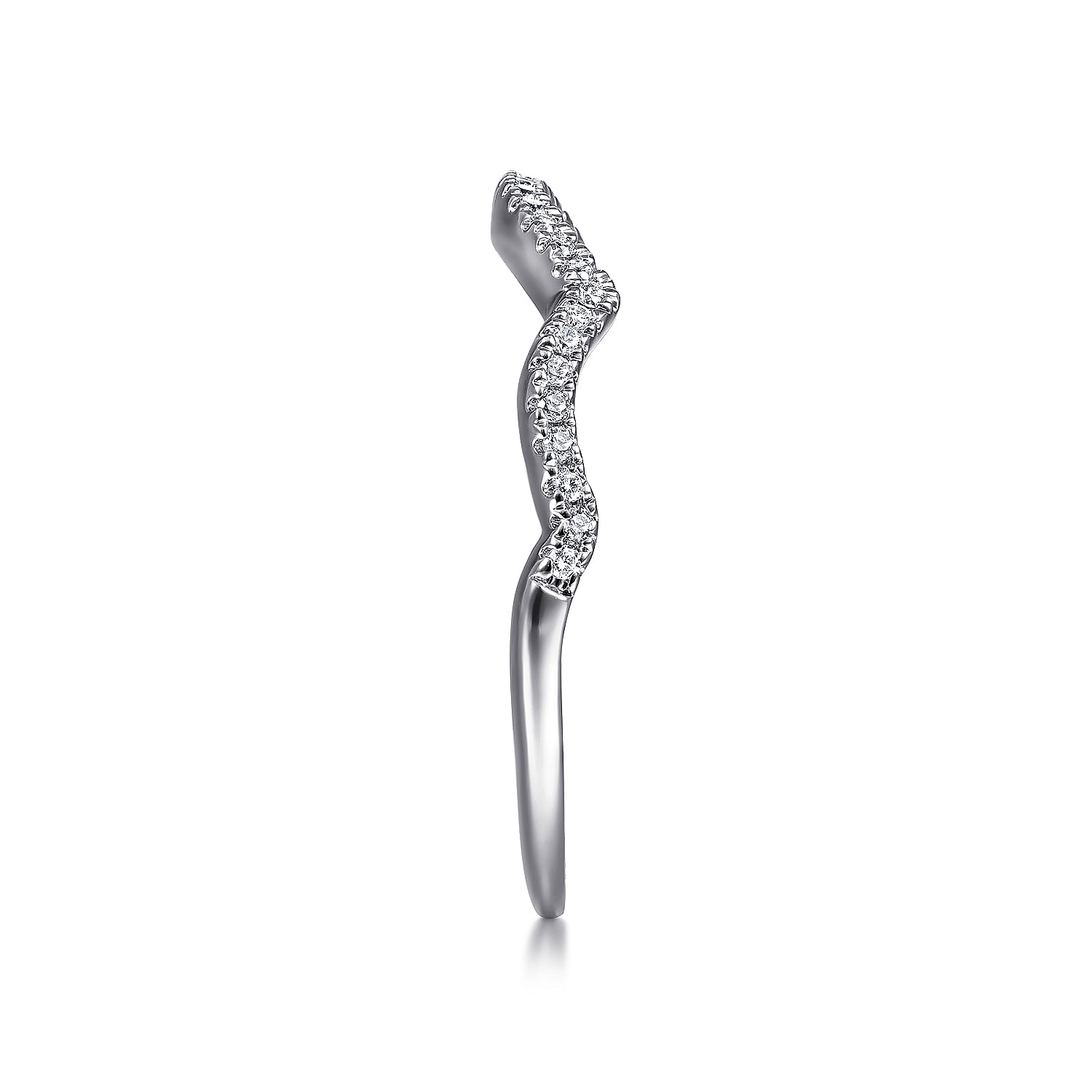 14k White Gold Diamond Curved Wedding Band angle 5 14k White Gold Diamond Curved Wedding Band angle 5