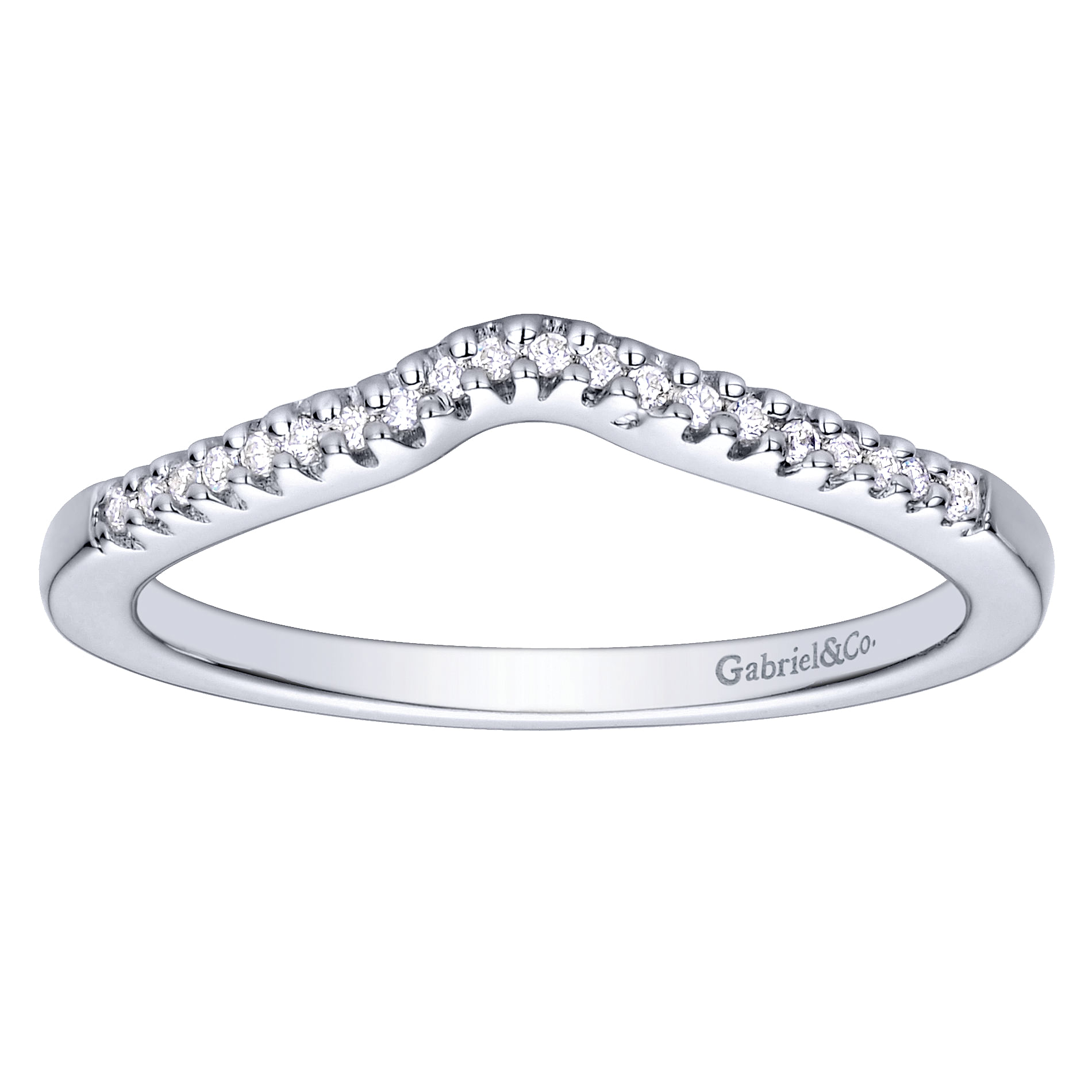 14k White Gold Diamond Curved Wedding Band angle 5 14k White Gold Diamond Curved Wedding Band angle 5