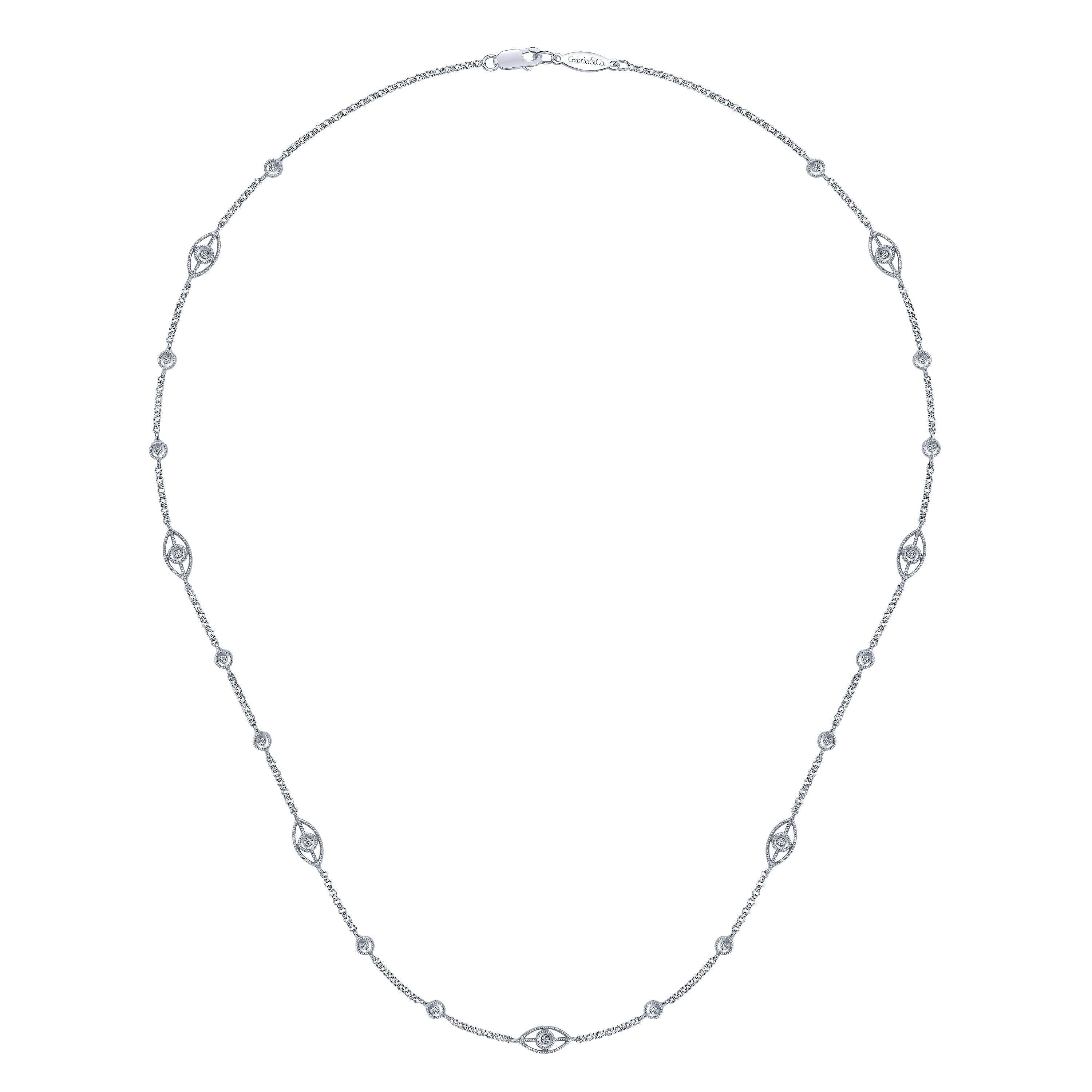 14k White Gold Diamond Diamond By The Yard Necklace angle 2 14k White Gold Diamond Diamond By The Yard Necklace angle 2