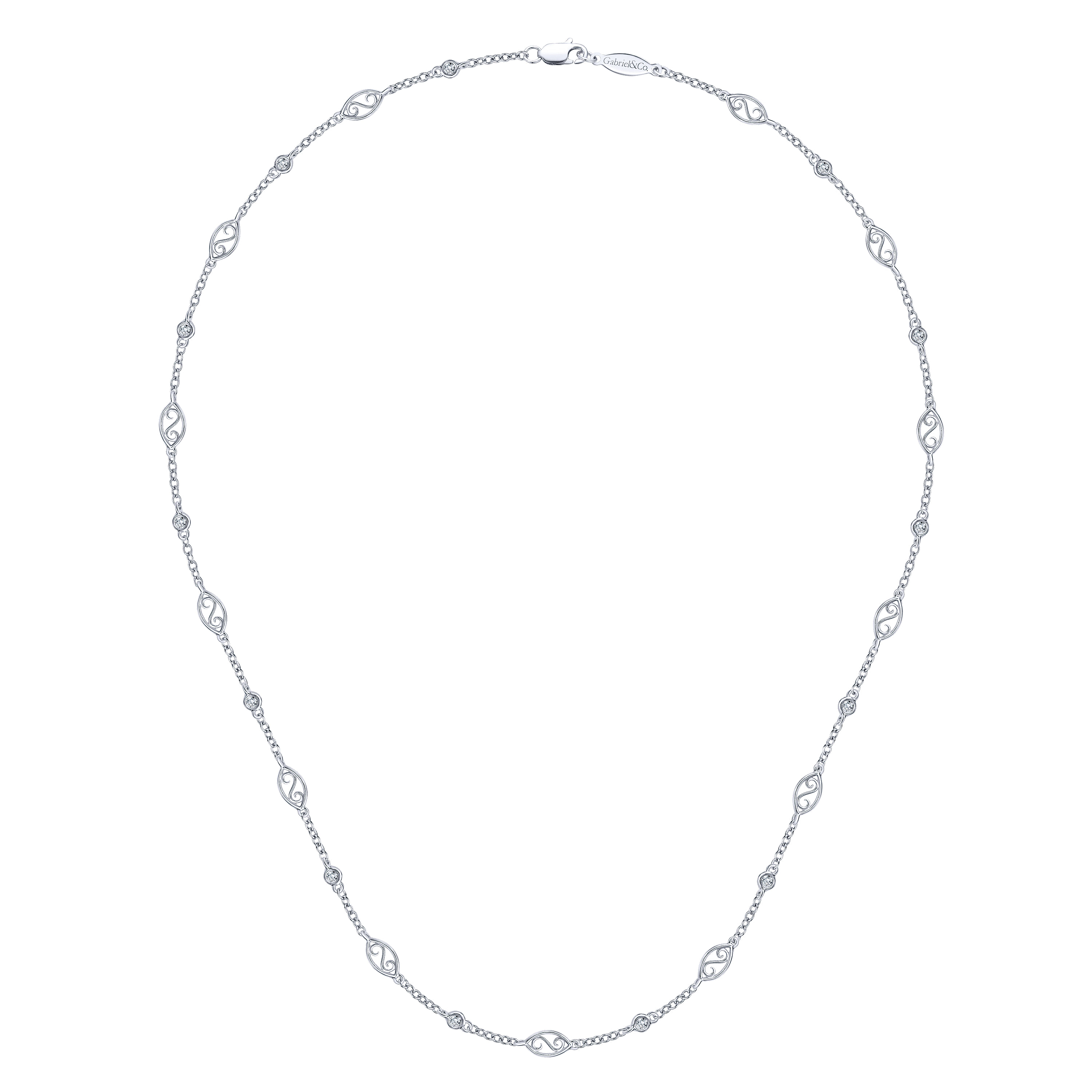 14k White Gold Diamond Diamond By The Yard Necklace angle 2 14k White Gold Diamond Diamond By The Yard Necklace angle 2