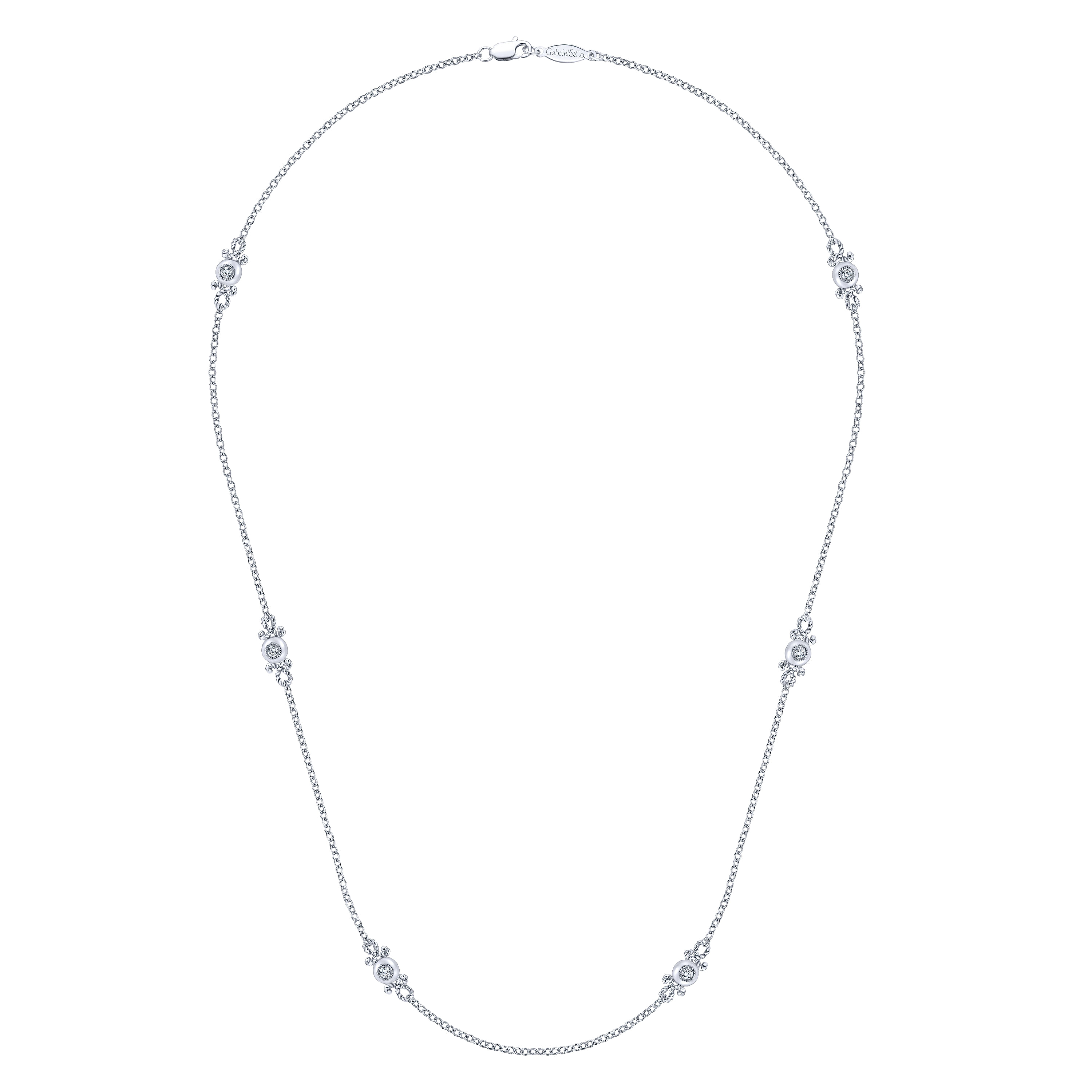 14k White Gold Diamond Diamond By The Yard Necklace angle 2 14k White Gold Diamond Diamond By The Yard Necklace angle 2