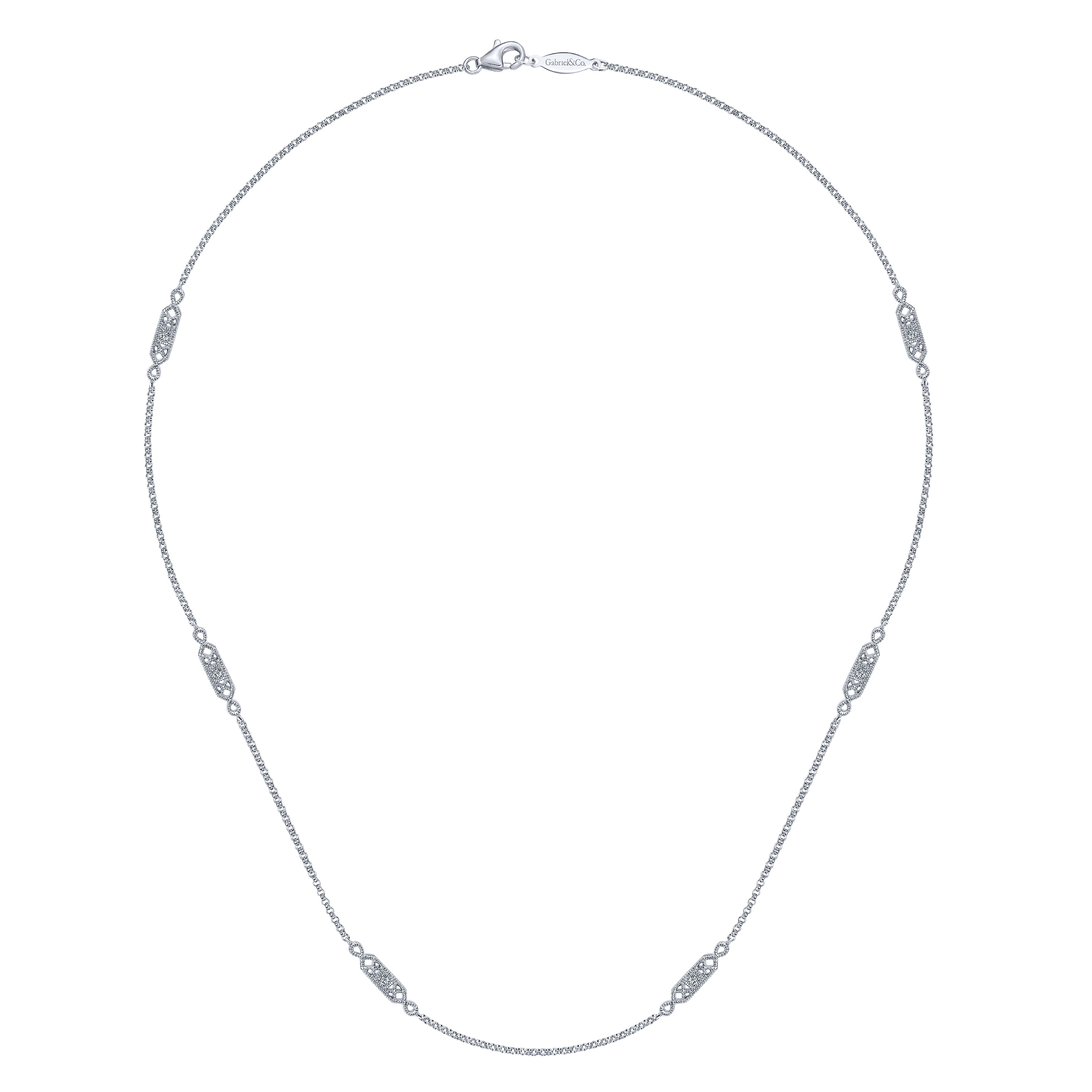 14k White Gold Diamond Diamond By The Yard Necklace angle 2 14k White Gold Diamond Diamond By The Yard Necklace angle 2