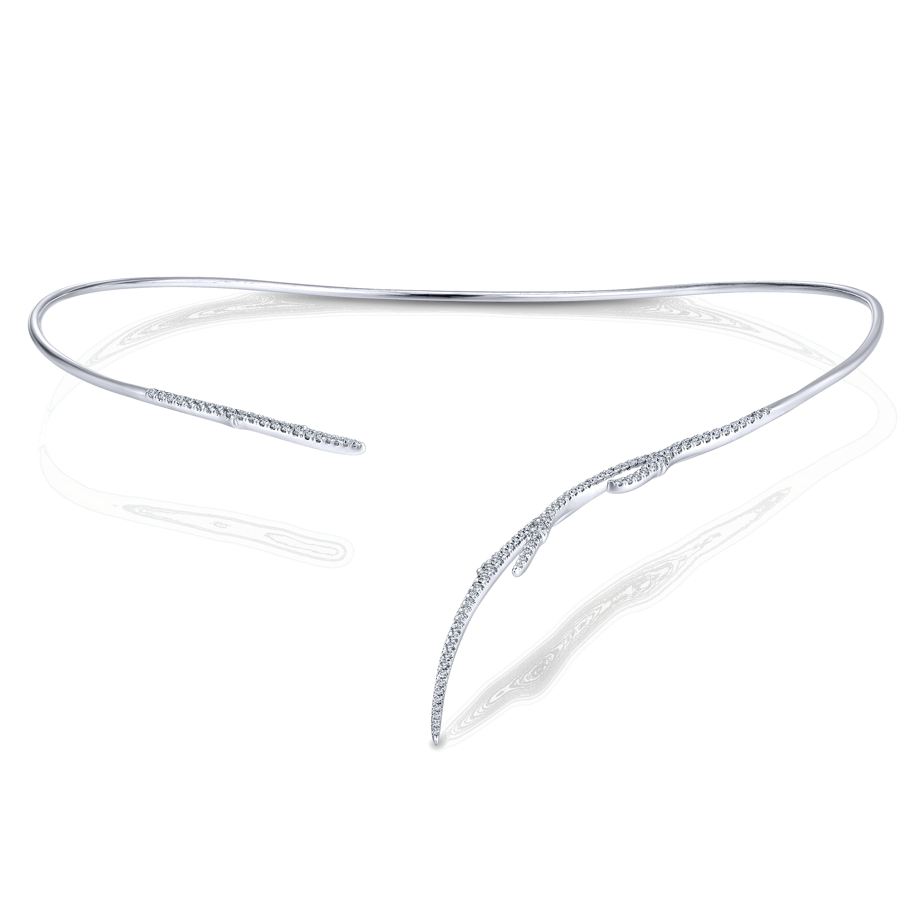 14k White Gold Diamond Diamond Choker Necklace angle 3 14k White Gold Diamond Diamond Choker Necklace angle 3
