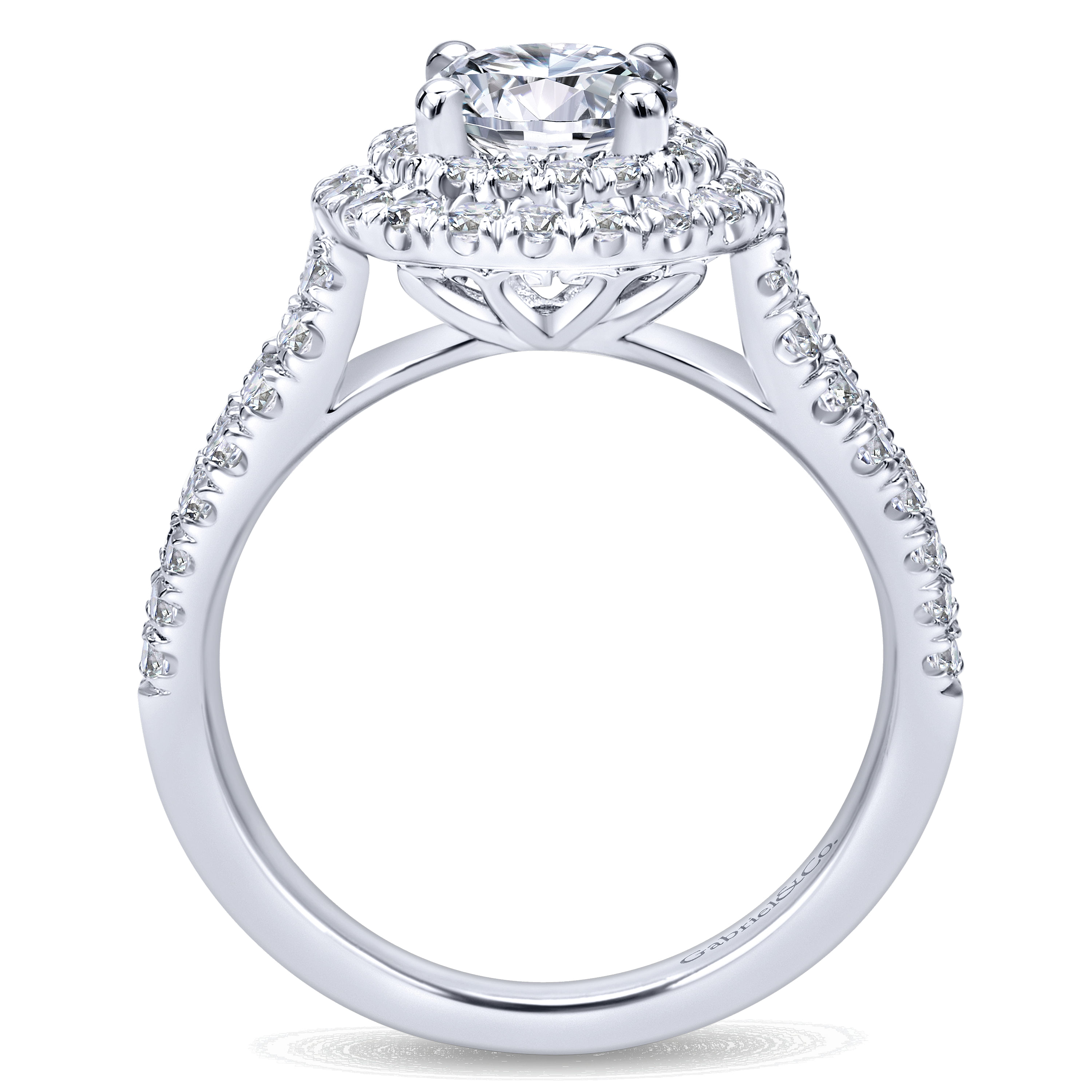 14k White Gold Diamond Double Halo Engagement Ring angle 2 14k White Gold Diamond Double Halo Engagement Ring angle 2