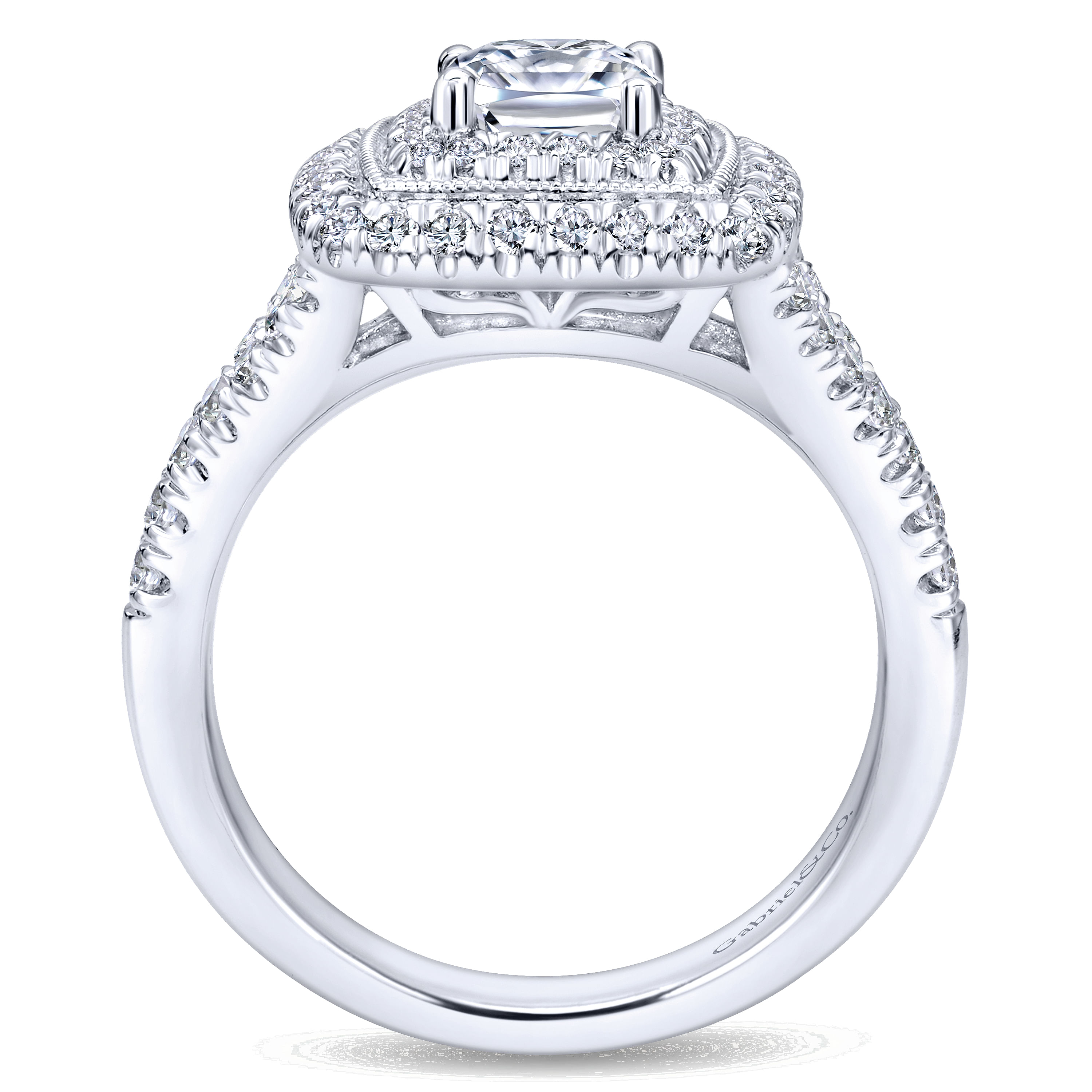 14k White Gold Diamond Double Halo Engagement Ring angle 2 14k White Gold Diamond Double Halo Engagement Ring angle 2