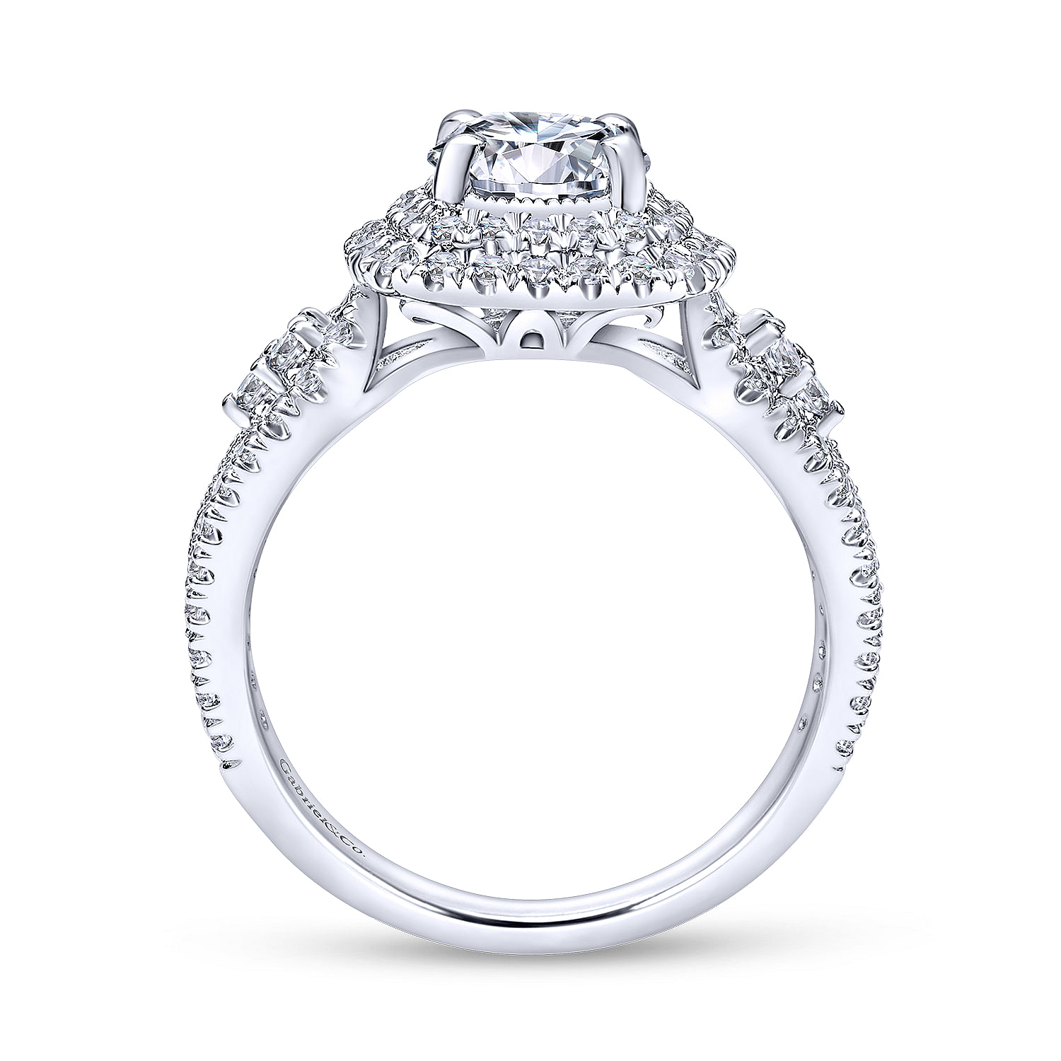 14k White Gold Diamond Double Halo Engagement Ring angle 2 14k White Gold Diamond Double Halo Engagement Ring angle 2