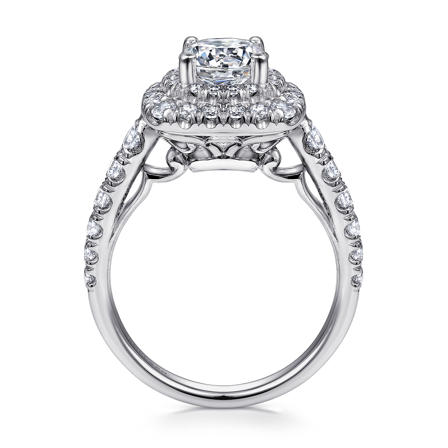 14k White Gold Diamond Double Halo Engagement Ring angle 2 14k White Gold Diamond Double Halo Engagement Ring angle 2
