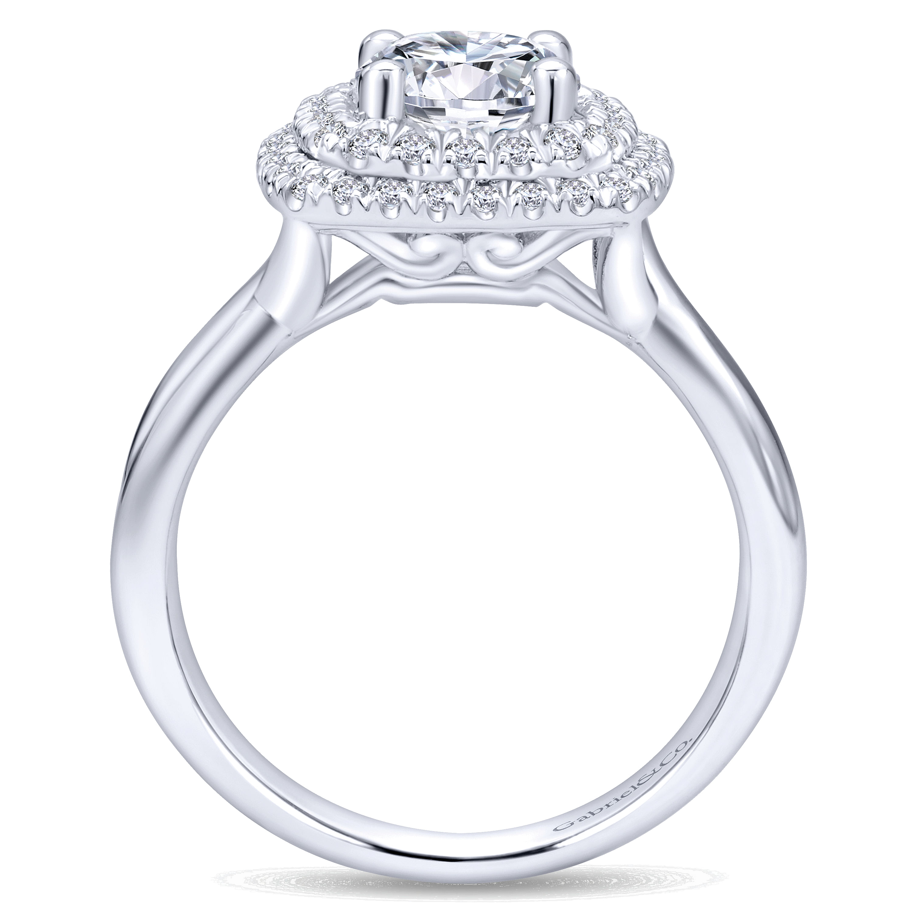 14k White Gold Diamond Double Halo Engagement Ring angle 2 14k White Gold Diamond Double Halo Engagement Ring angle 2