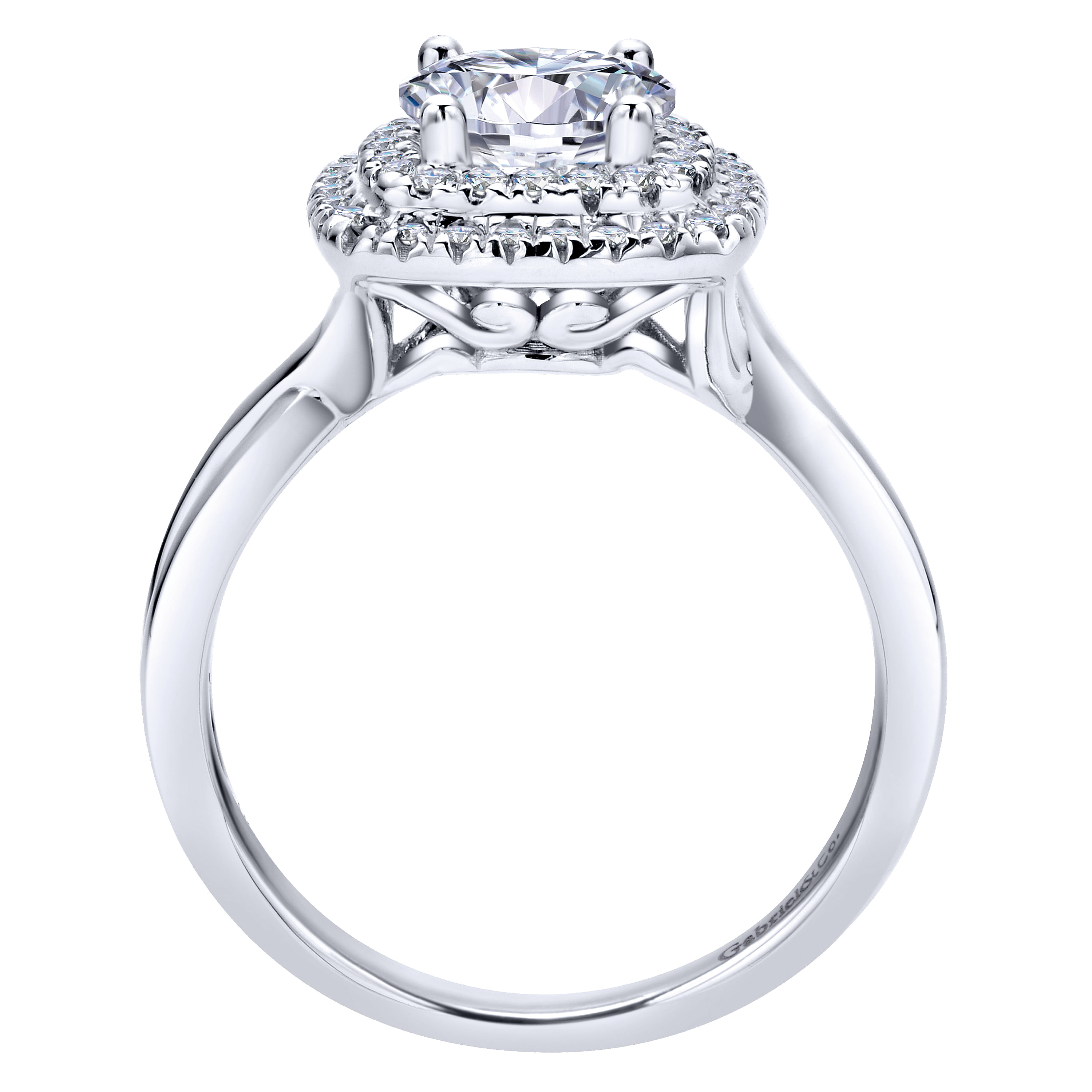 14k White Gold Diamond Double Halo Engagement Ring angle 2 14k White Gold Diamond Double Halo Engagement Ring angle 2