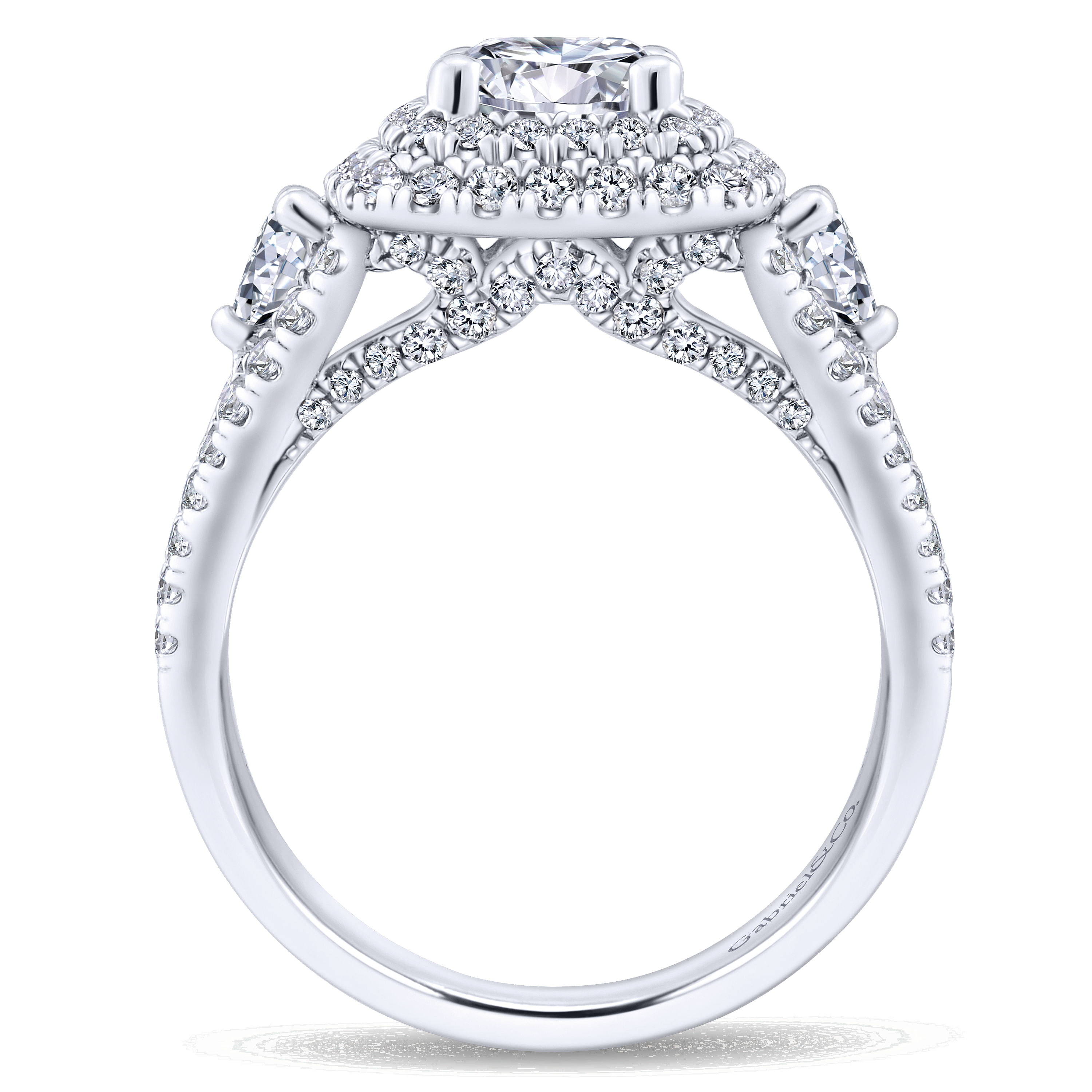 14k White Gold Diamond Double Halo Engagement Ring angle 2 14k White Gold Diamond Double Halo Engagement Ring angle 2