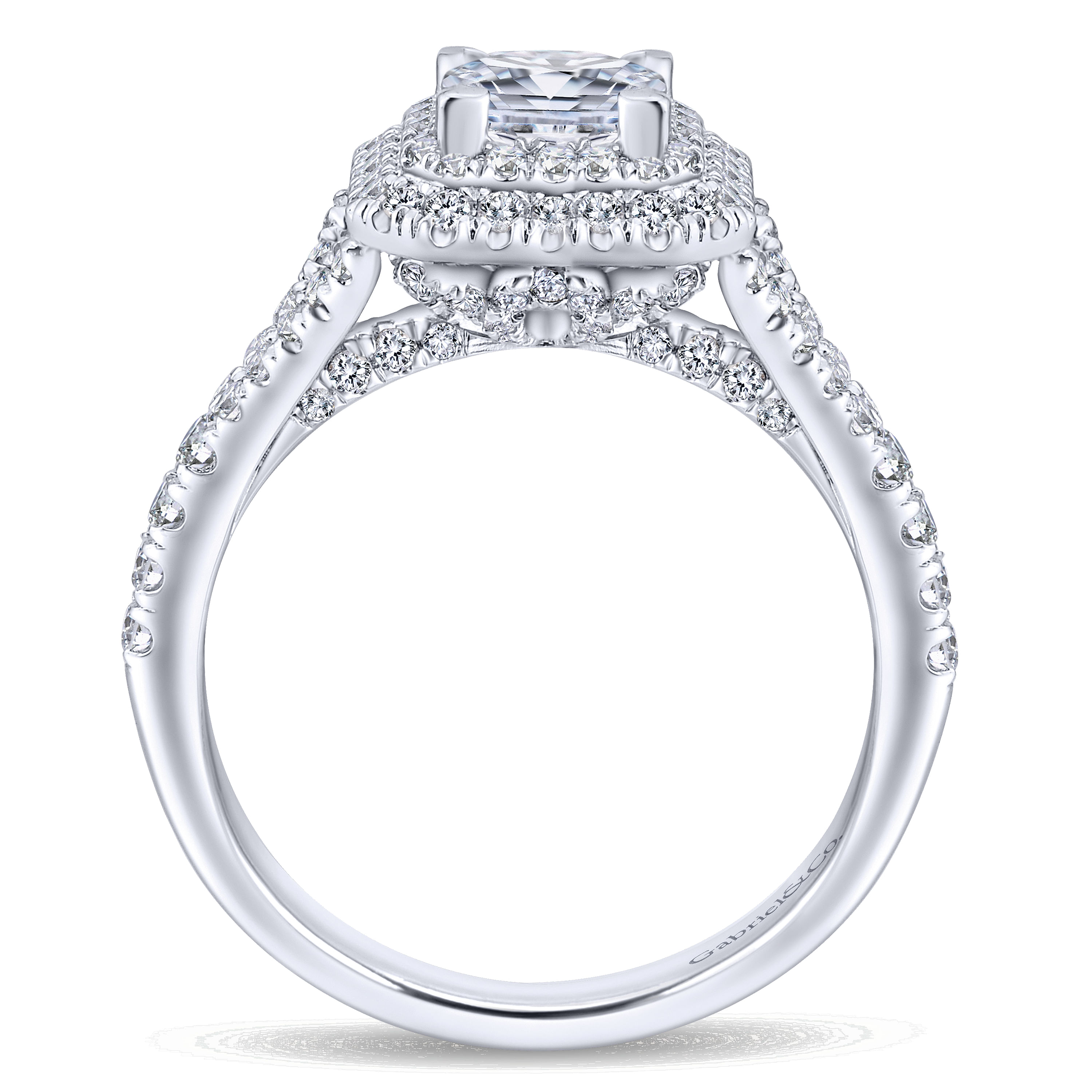 14k White Gold Diamond Double Halo Engagement Ring angle 2 14k White Gold Diamond Double Halo Engagement Ring angle 2