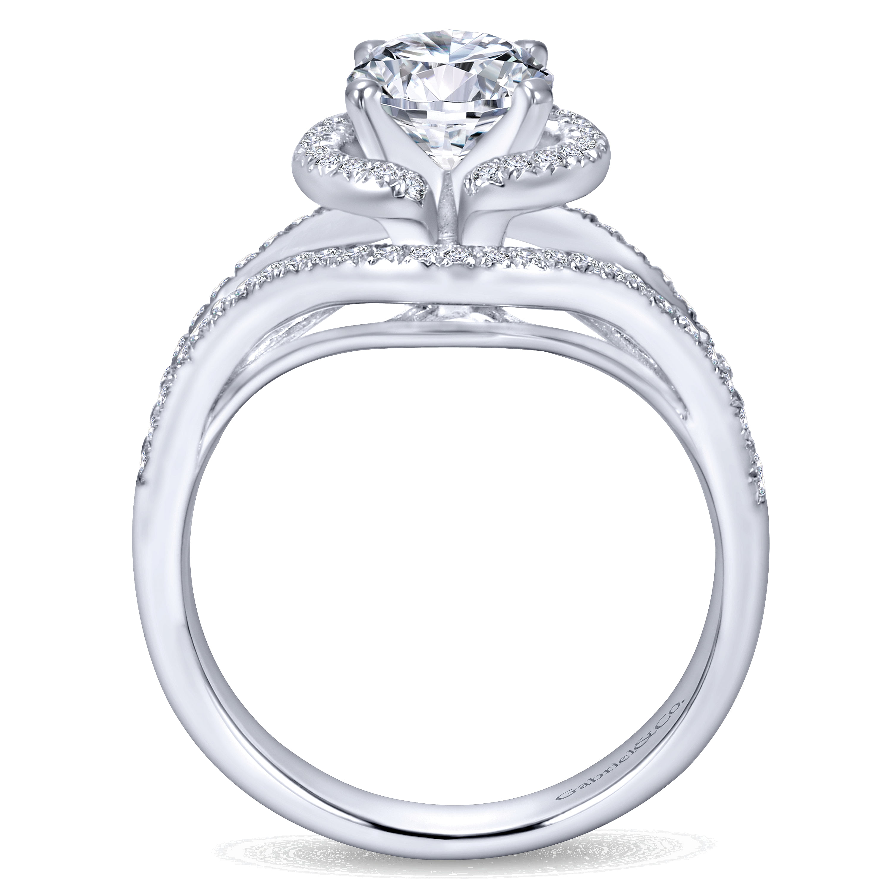 14k White Gold Diamond Double Halo Engagement Ring angle 2 14k White Gold Diamond Double Halo Engagement Ring angle 2