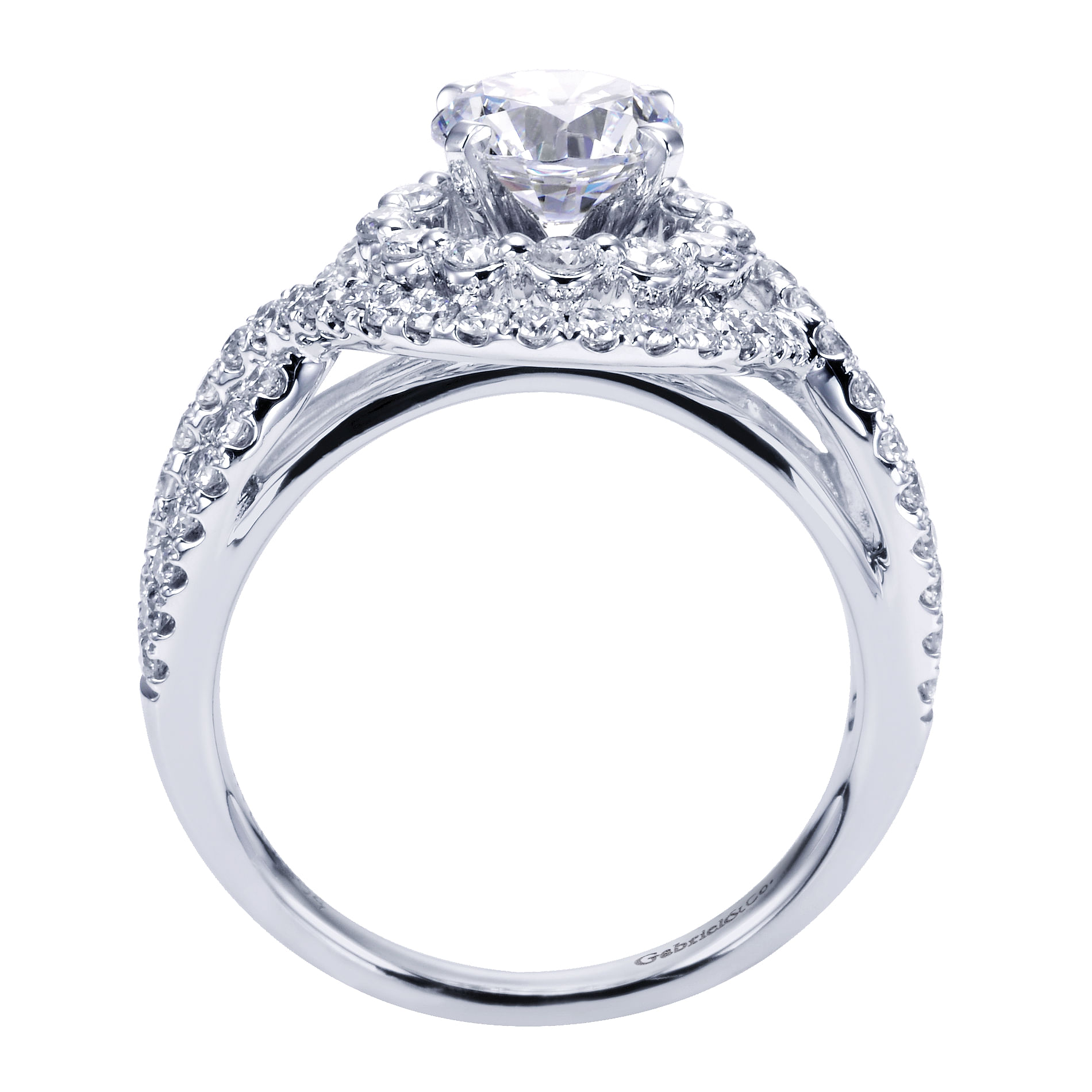 14k White Gold Diamond Double Halo Engagement Ring angle 2 14k White Gold Diamond Double Halo Engagement Ring angle 2