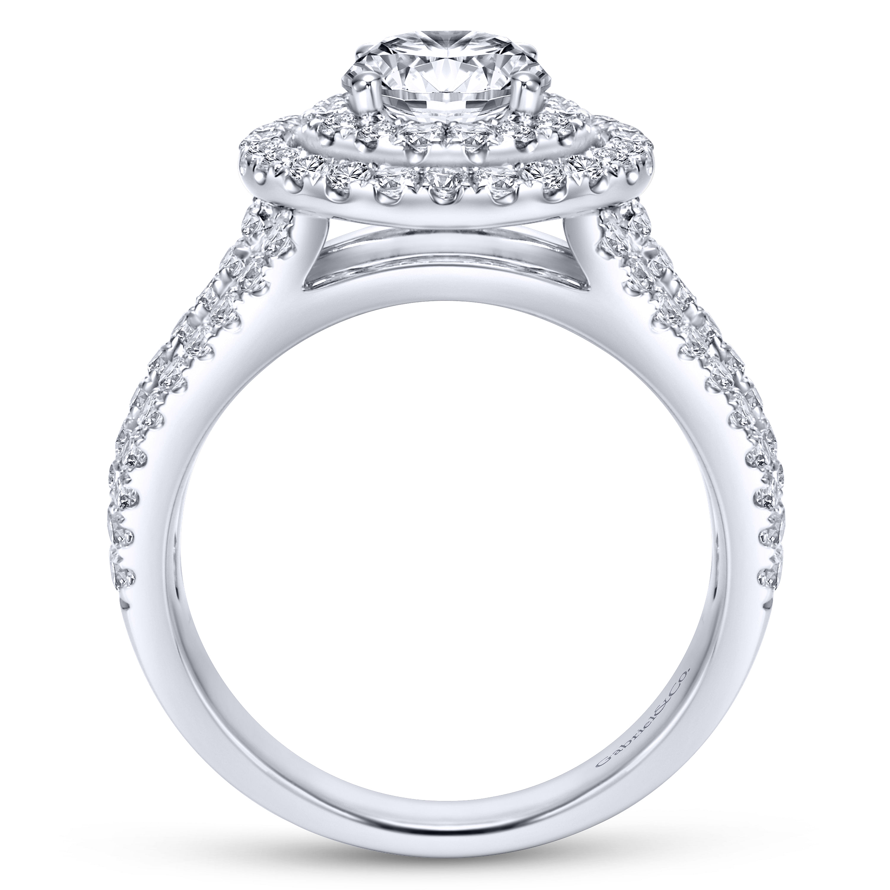 14k White Gold Diamond Double Halo Engagement Ring angle 2 14k White Gold Diamond Double Halo Engagement Ring angle 2