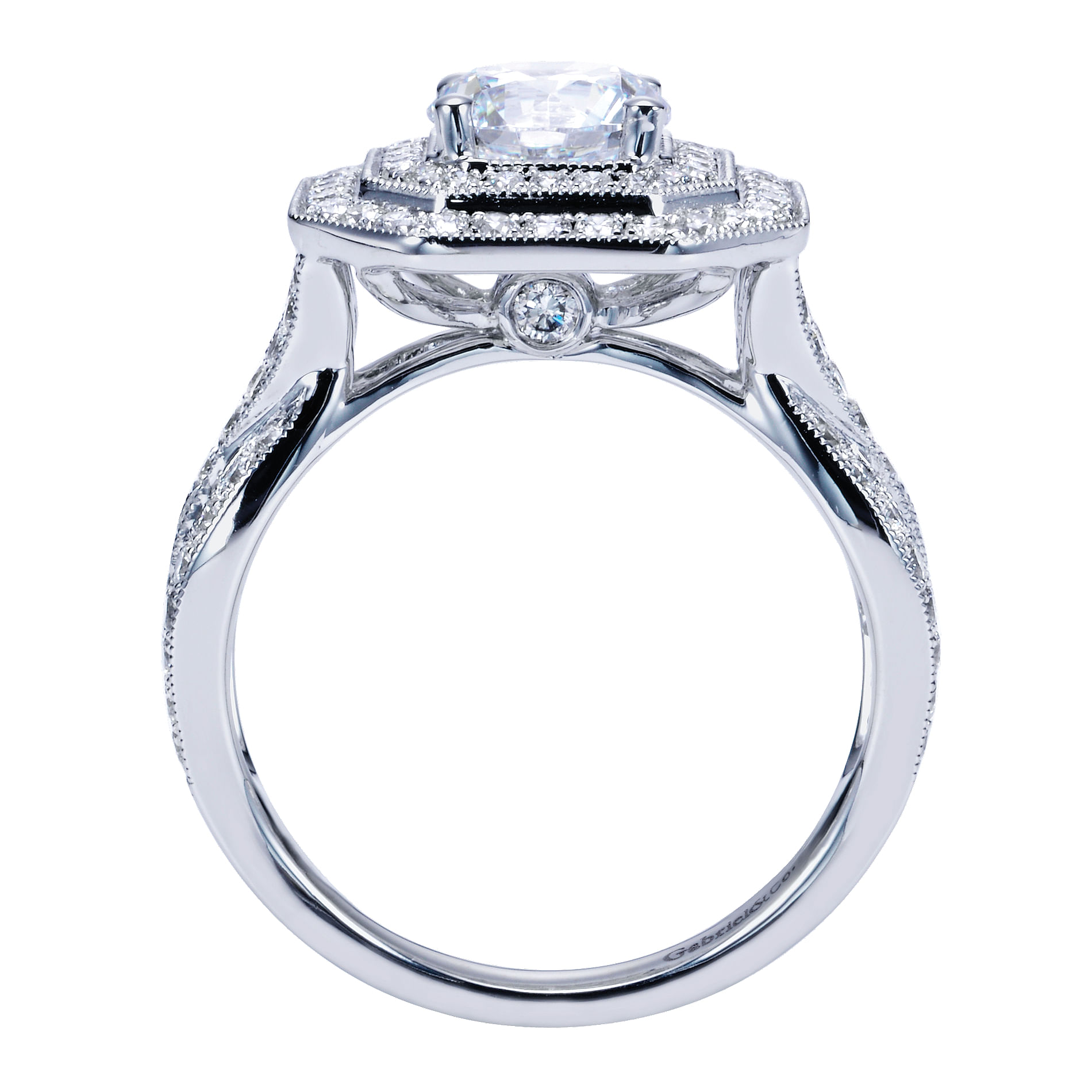 14k White Gold Diamond Double Halo Engagement Ring angle 2 14k White Gold Diamond Double Halo Engagement Ring angle 2