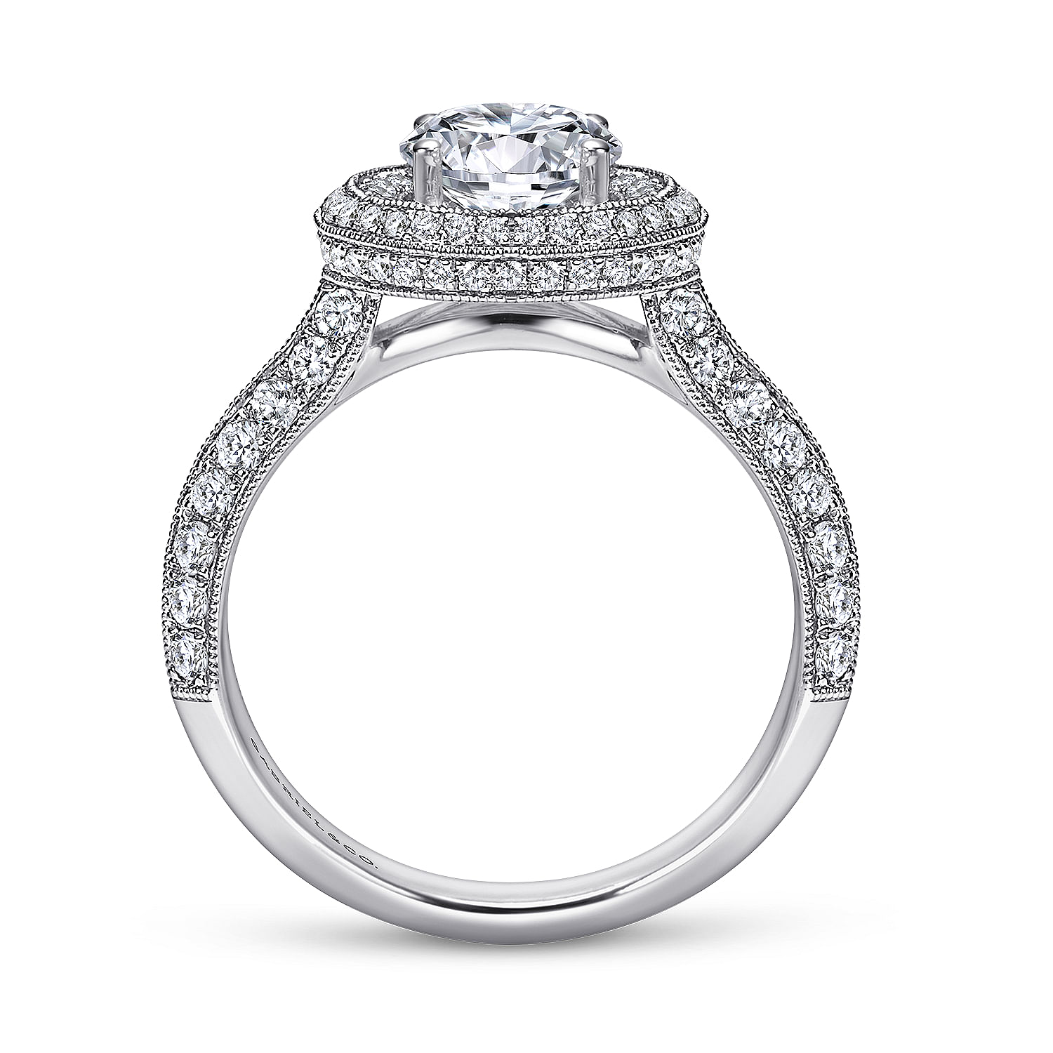 14k White Gold Diamond Double Halo Engagement Ring angle 2 14k White Gold Diamond Double Halo Engagement Ring angle 2