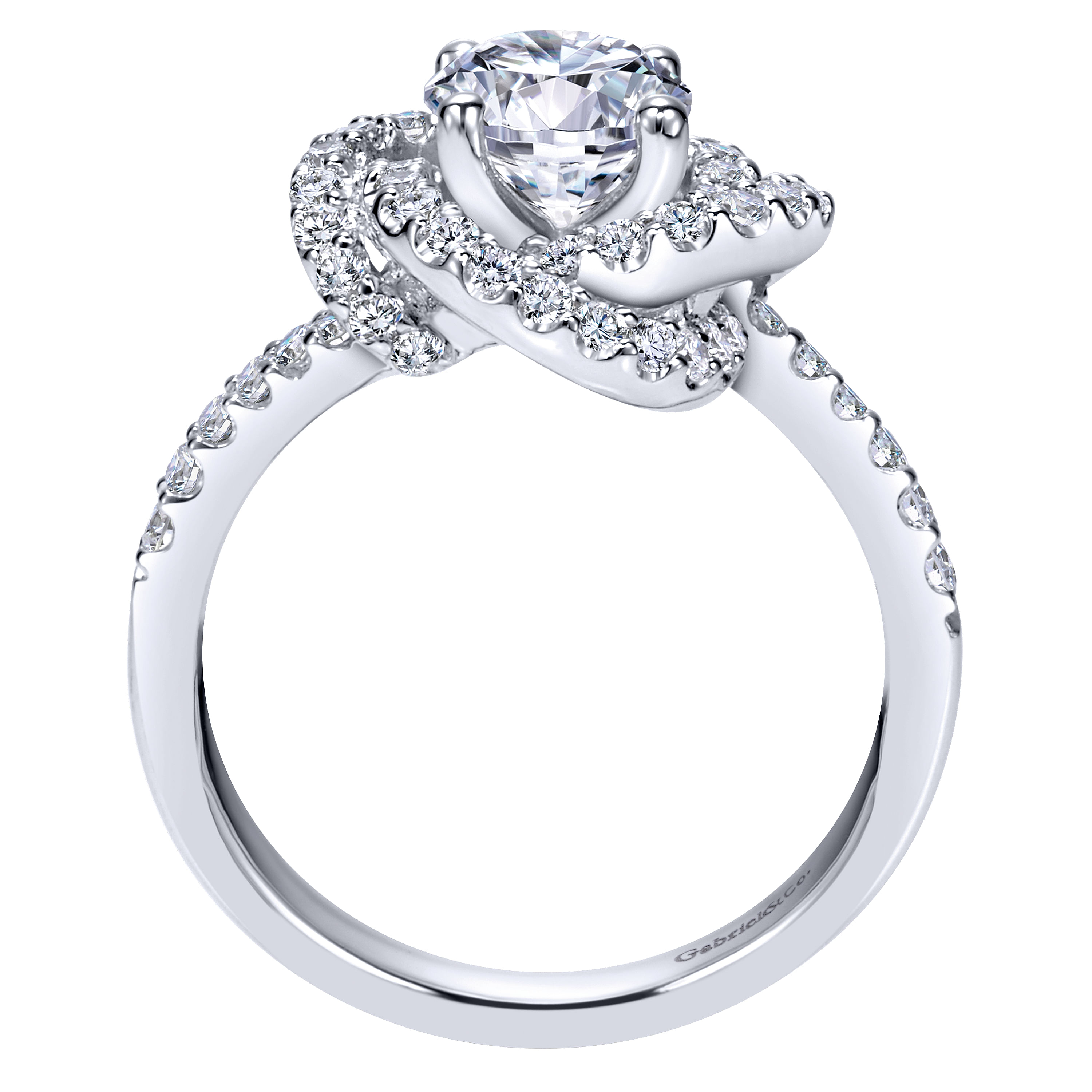 14k White Gold Diamond Double Halo Engagement Ring angle 2 14k White Gold Diamond Double Halo Engagement Ring angle 2