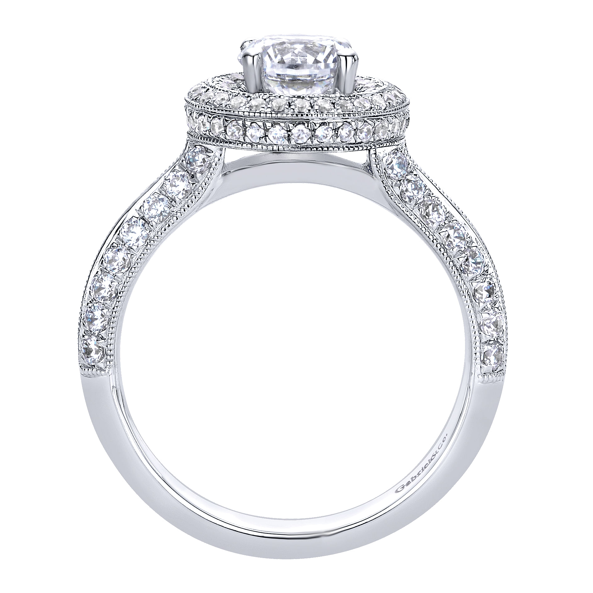 14k White Gold Diamond Double Halo Engagement Ring angle 2 14k White Gold Diamond Double Halo Engagement Ring angle 2