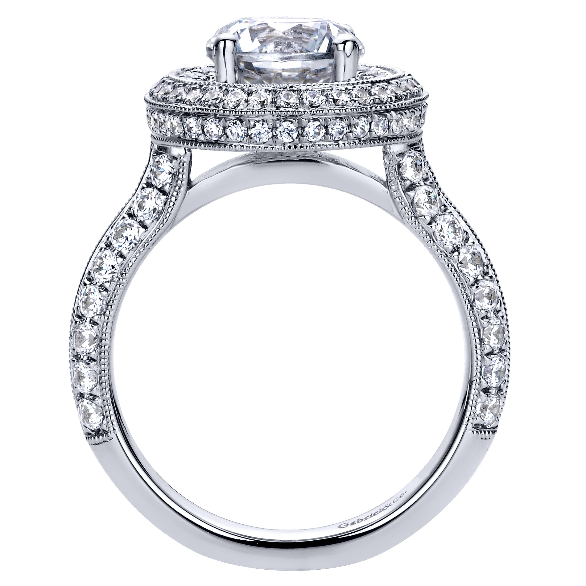 14k White Gold Diamond Double Halo Engagement Ring angle 2 14k White Gold Diamond Double Halo Engagement Ring angle 2