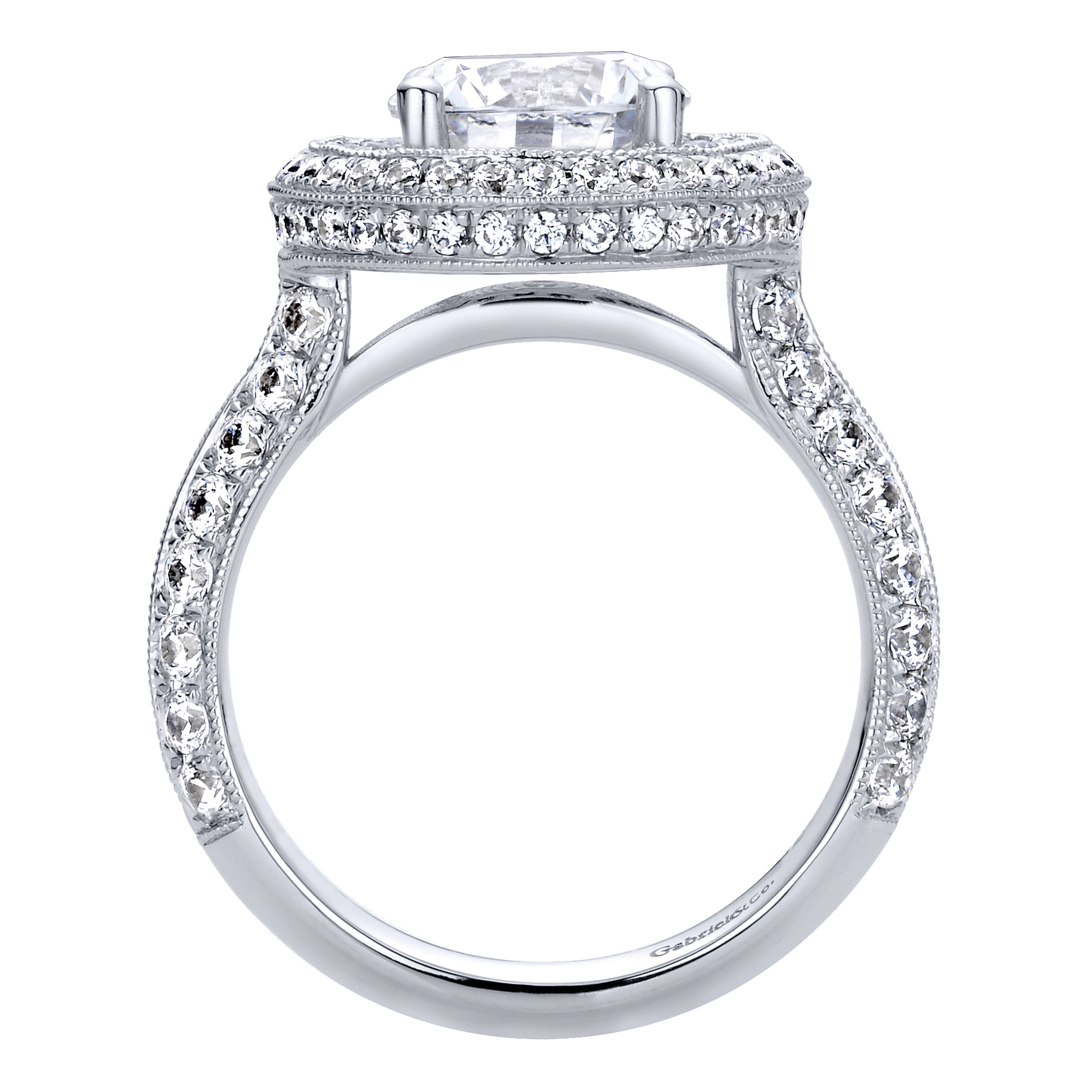 14k White Gold Diamond Double Halo Engagement Ring angle 2 14k White Gold Diamond Double Halo Engagement Ring angle 2