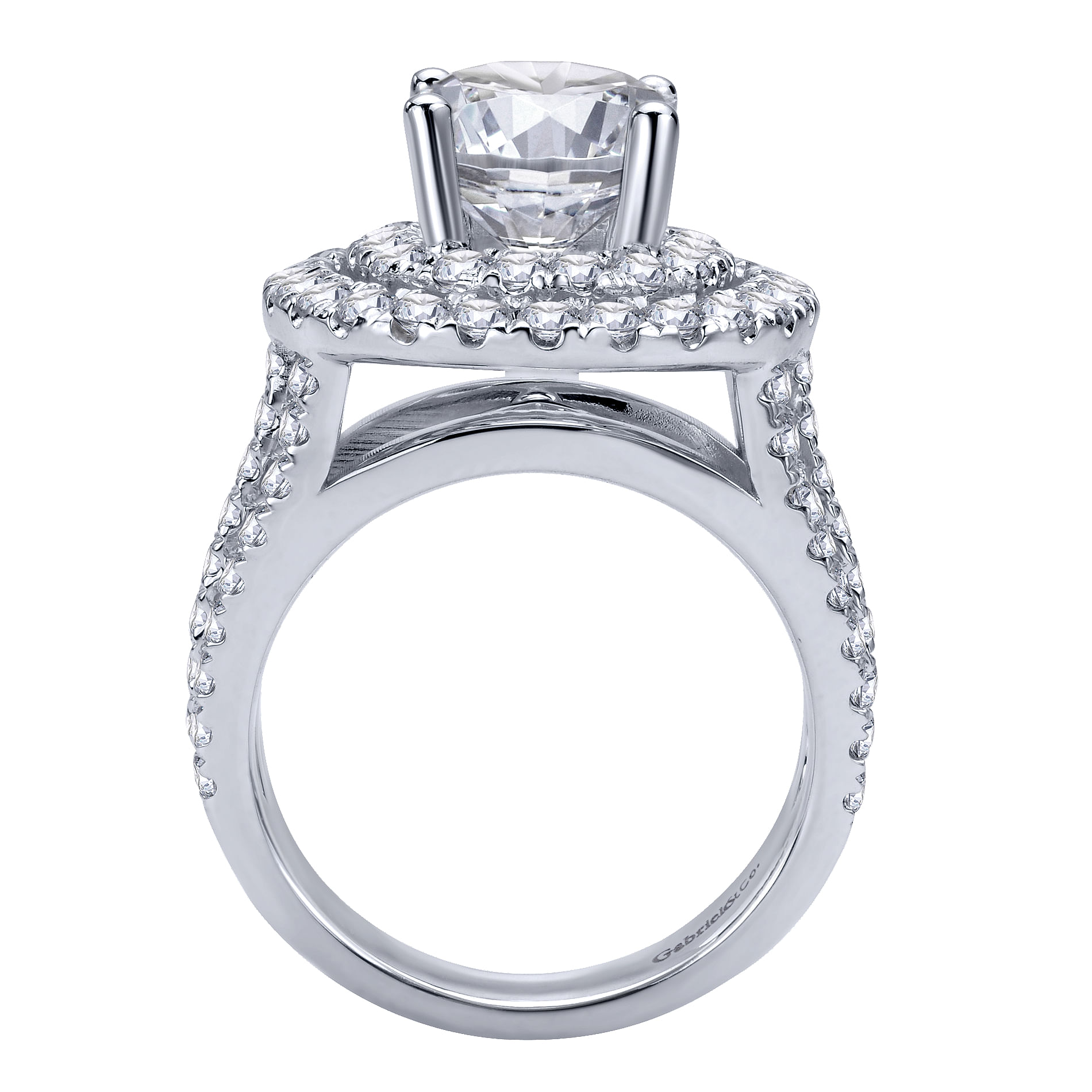 14k White Gold Diamond Double Halo Engagement Ring angle 2 14k White Gold Diamond Double Halo Engagement Ring angle 2
