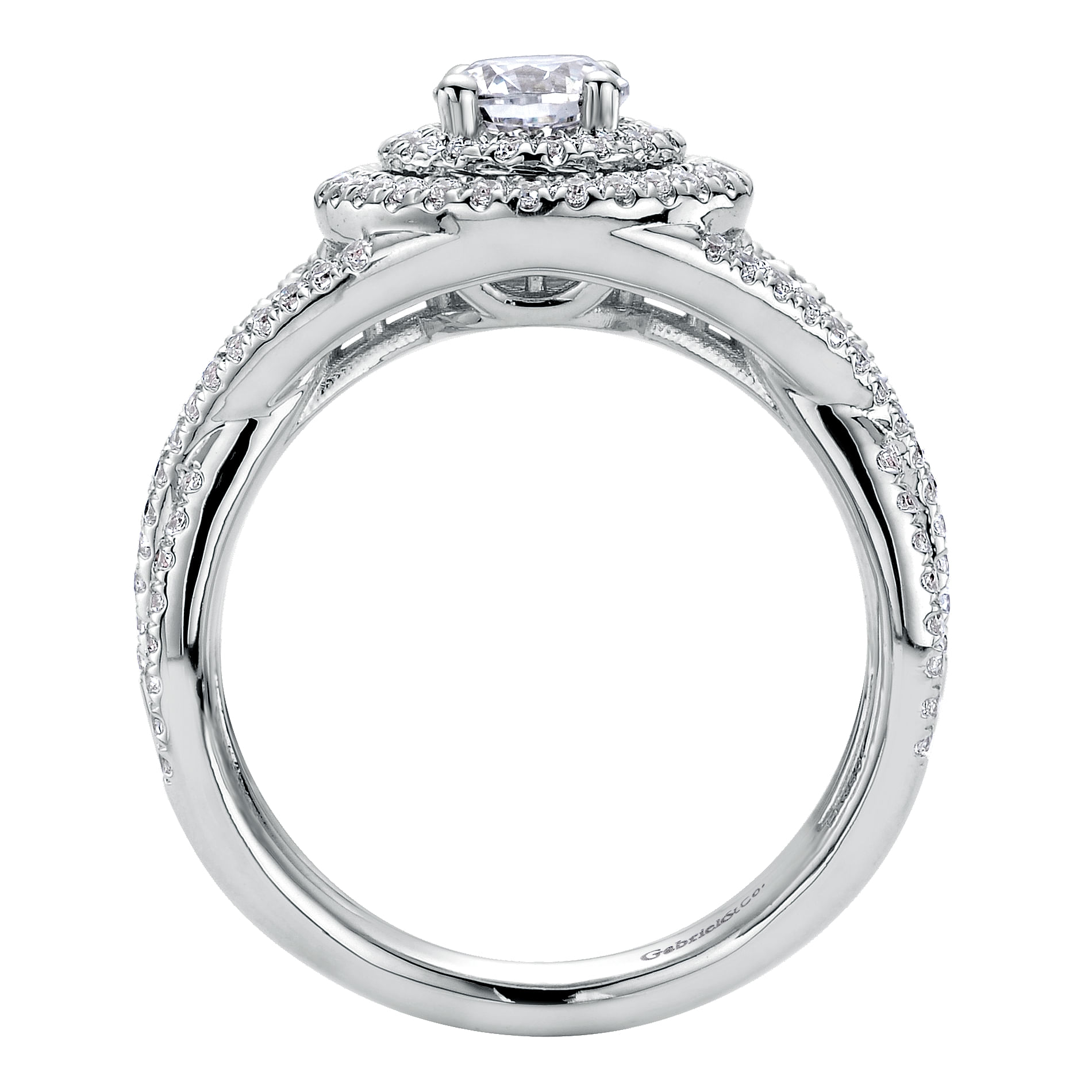 14k White Gold Diamond Double Halo Engagement Ring angle 2 14k White Gold Diamond Double Halo Engagement Ring angle 2