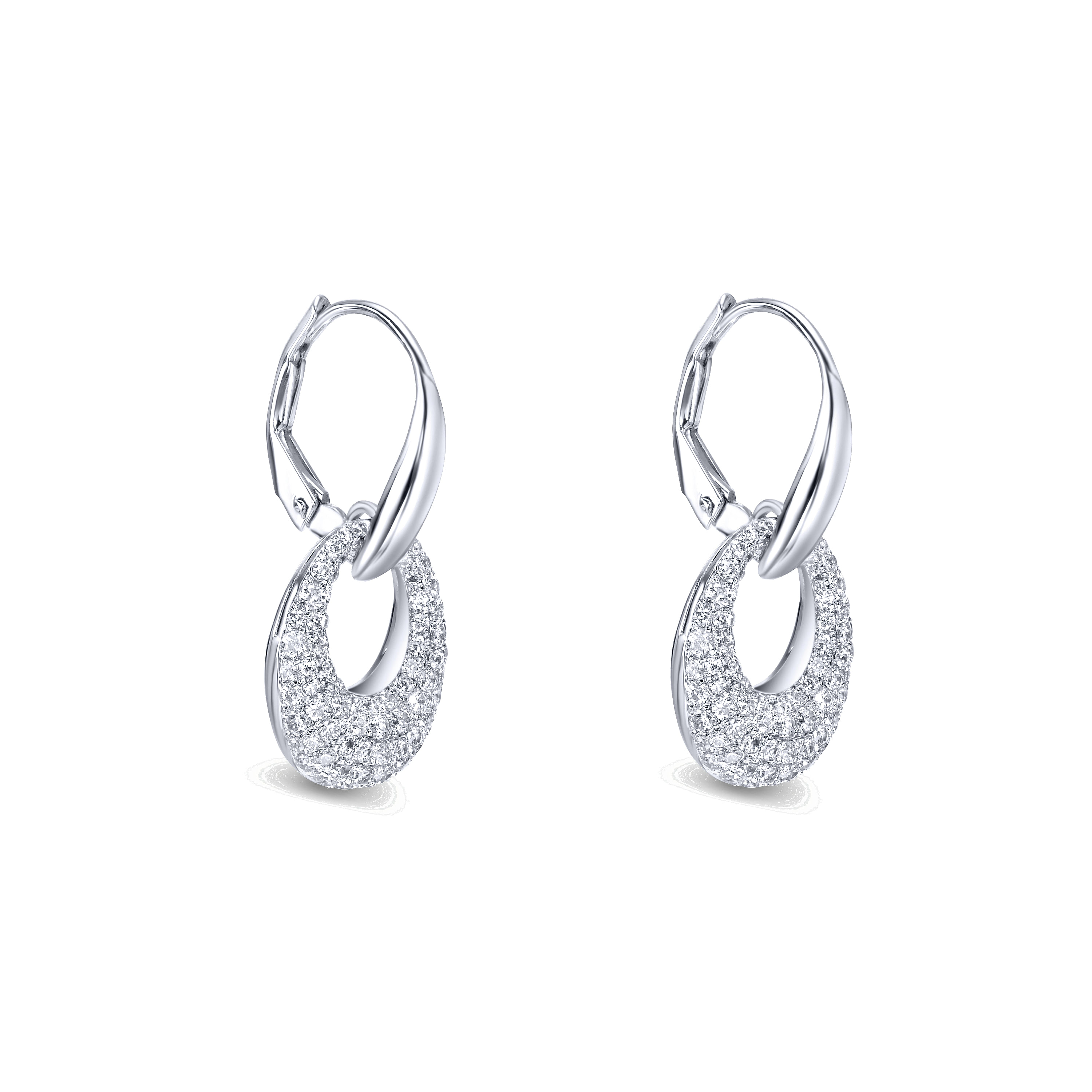14k White Gold Diamond Drop Earrings angle 2 14k White Gold Diamond Drop Earrings angle 2