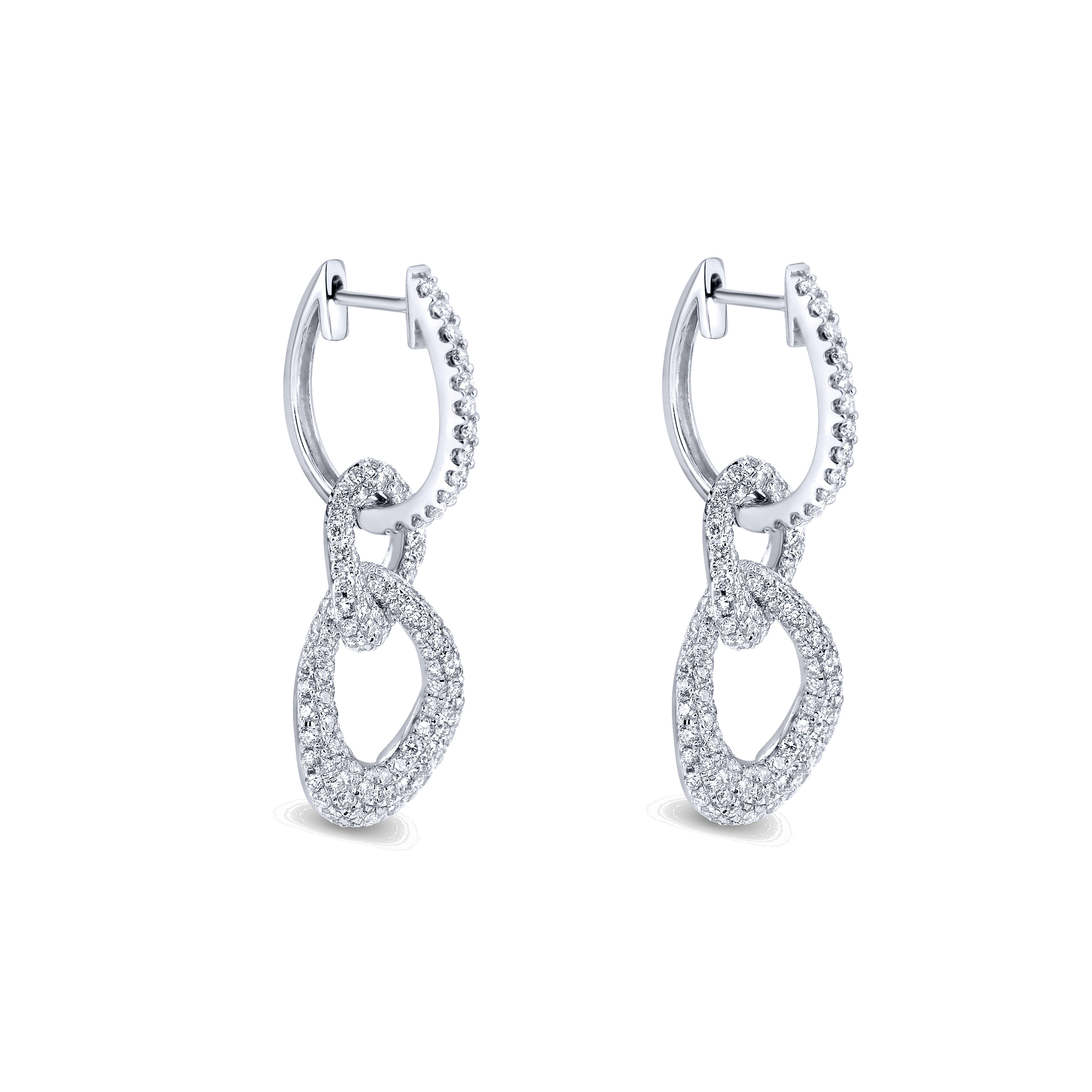 14k White Gold Diamond Drop Earrings angle 2 14k White Gold Diamond Drop Earrings angle 2